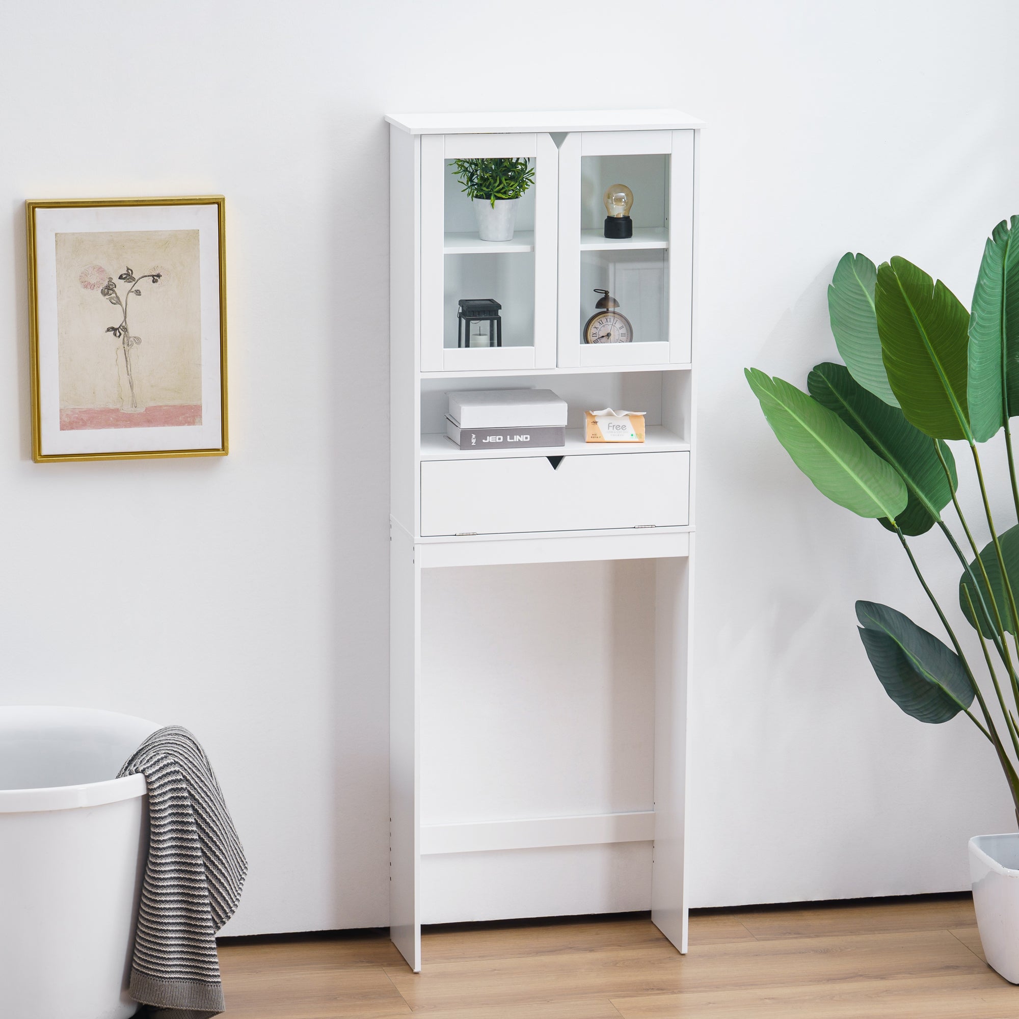 Ivinta Over The Toilet Bathroom Storage Cabinet with Adjustable Shelf, Space-Saving Wall Mounted Rack