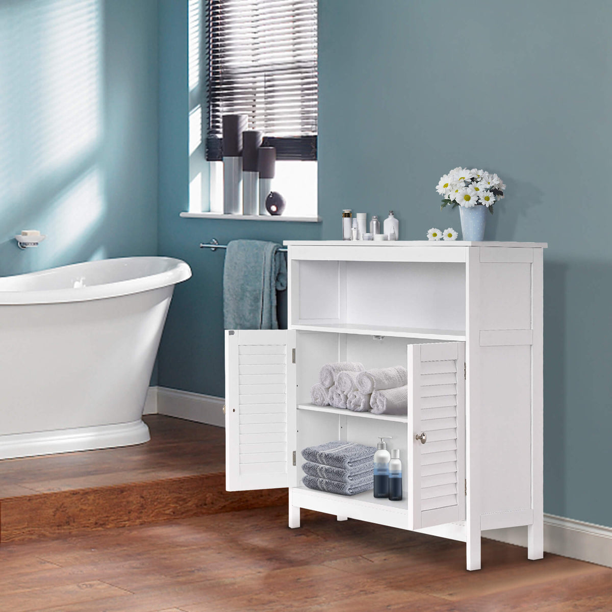 Ivinta Free Standing Bathroom Storage Cabinet with Shutter Doors