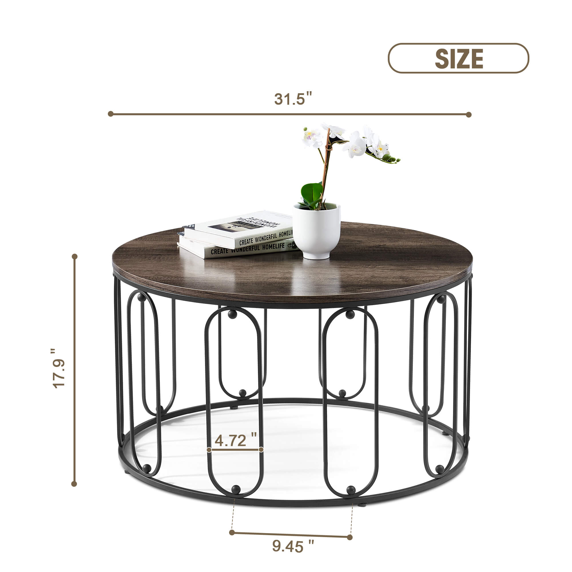 Ivinta Modern Round Coffee Table for Living Room, 31.5 inch Tea Tables