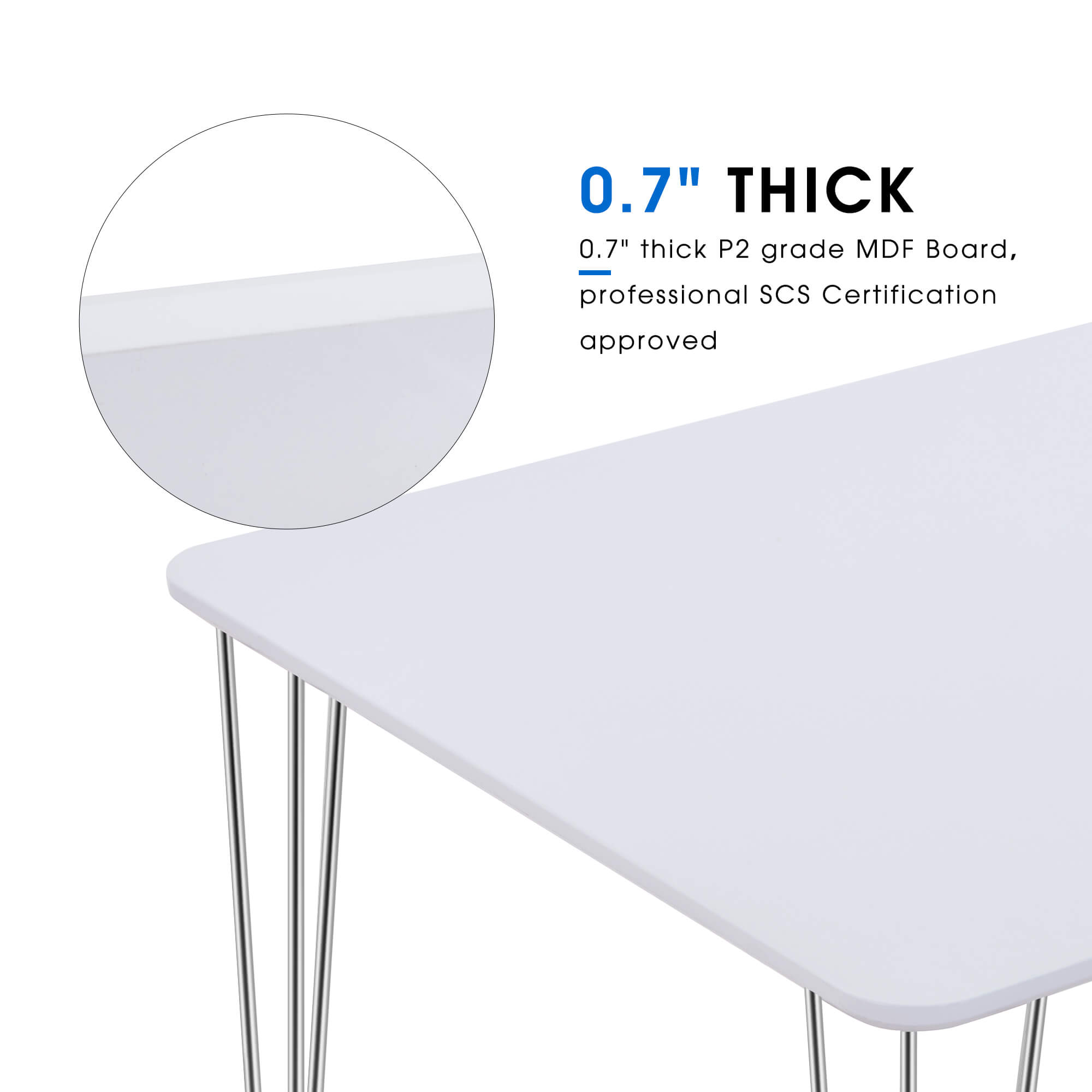 Ivinta White Dining Table, Modern Dining Table for Living Room, 47inch Rectangle
