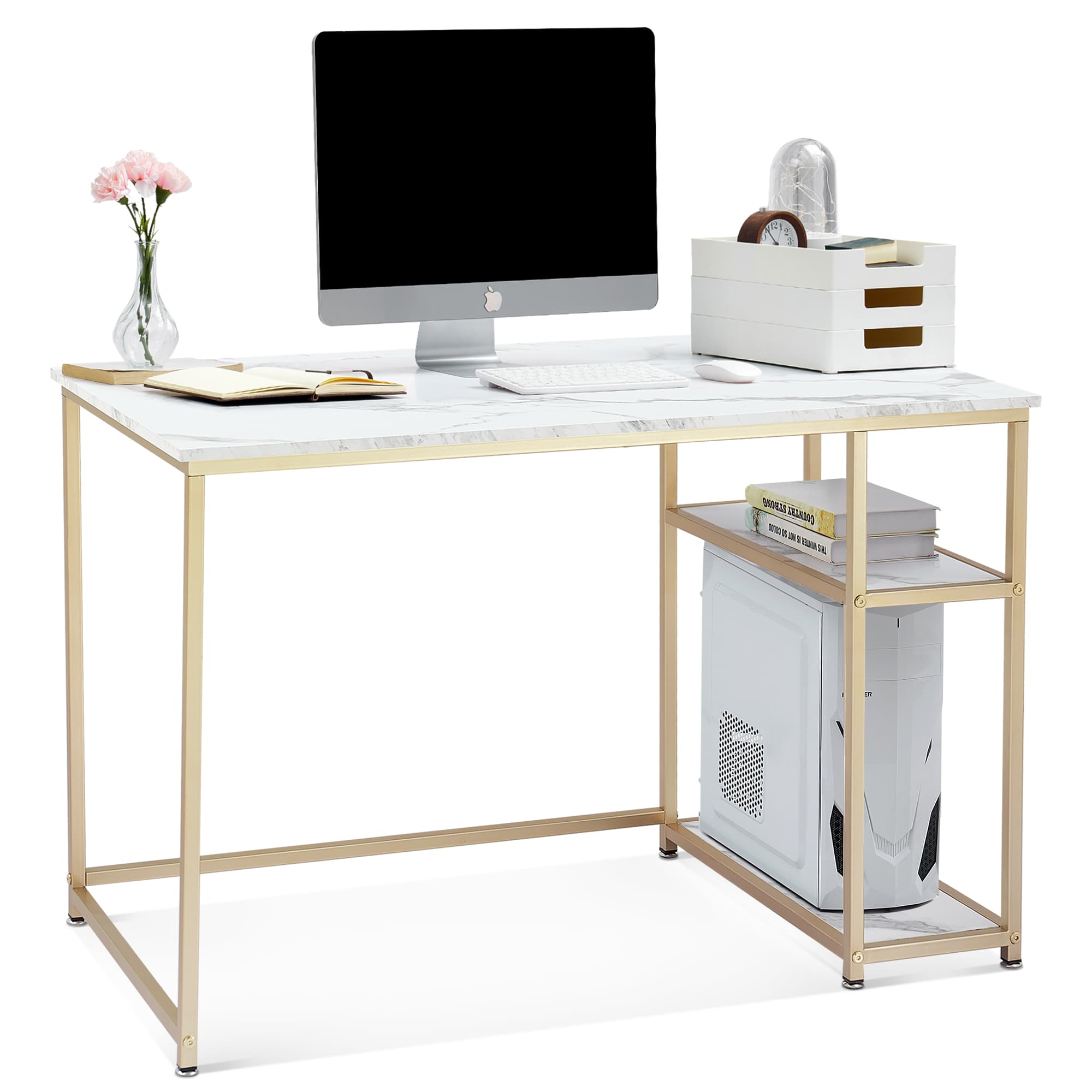 Ivinta Computer Desk with Shelves, Office Desk for Living Room,Small Desk with Storage