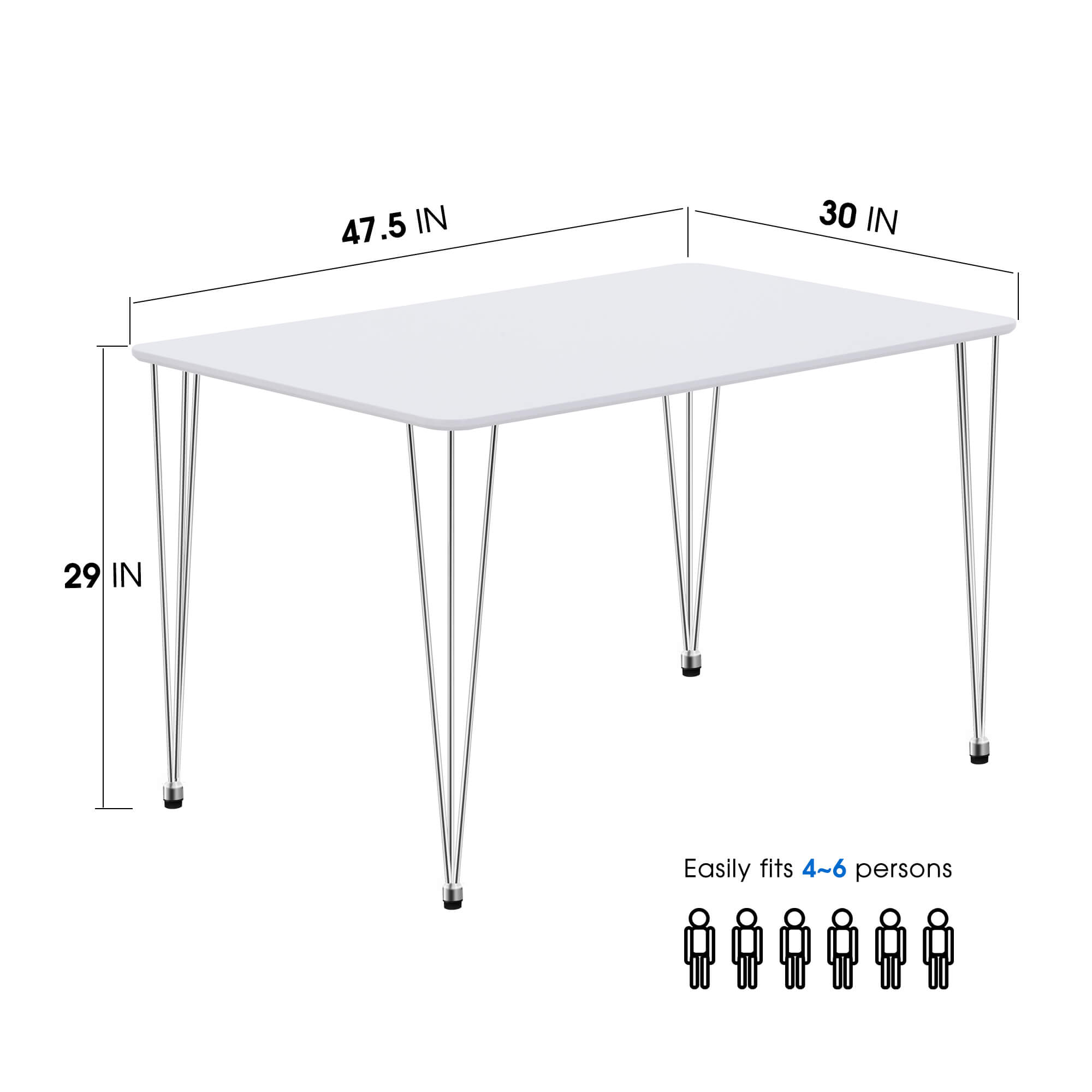Ivinta White Dining Table, Modern Dining Table for Living Room, 47inch Rectangle