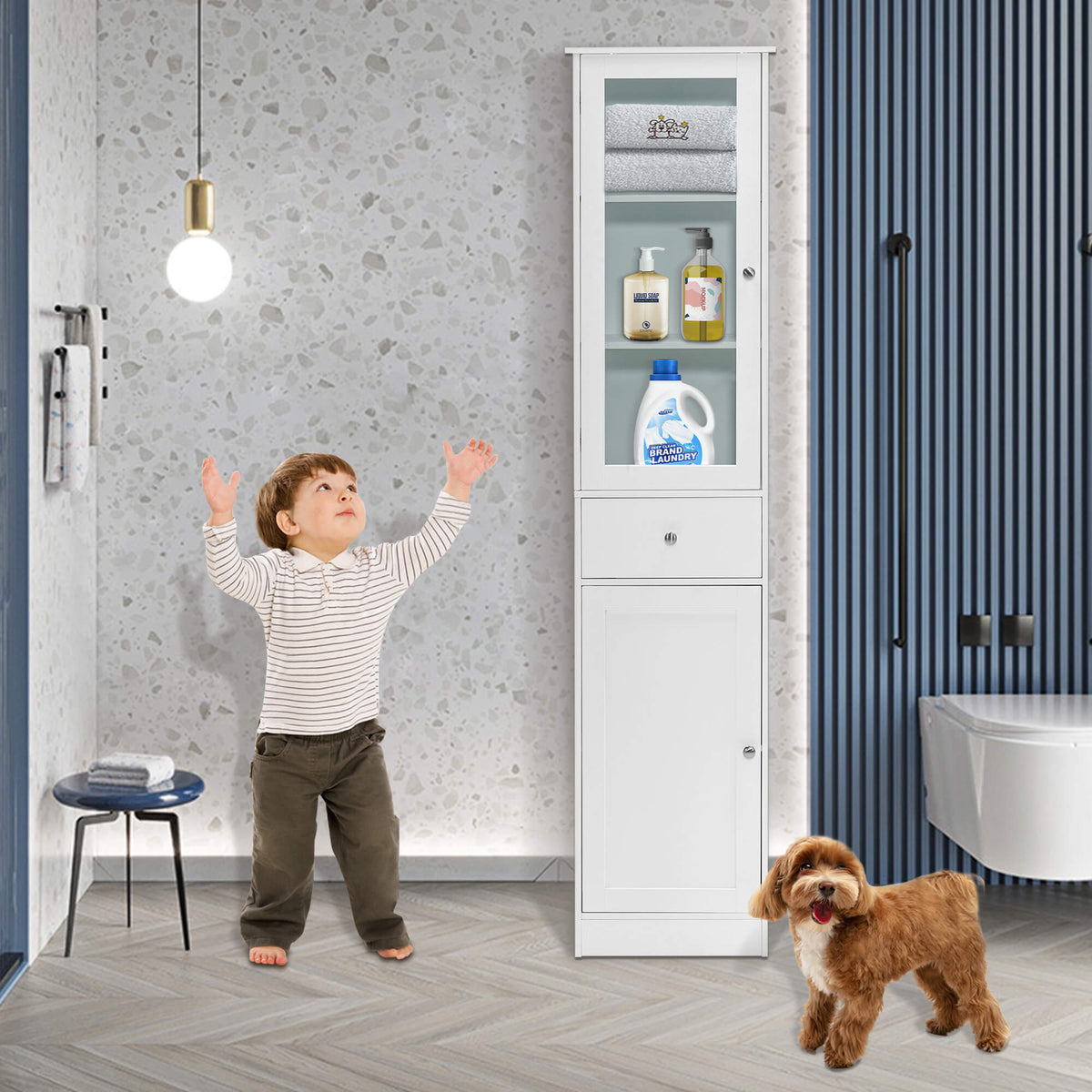 Ivinta Free Standing Bathroom Storage Cabinet with Shutter Doors