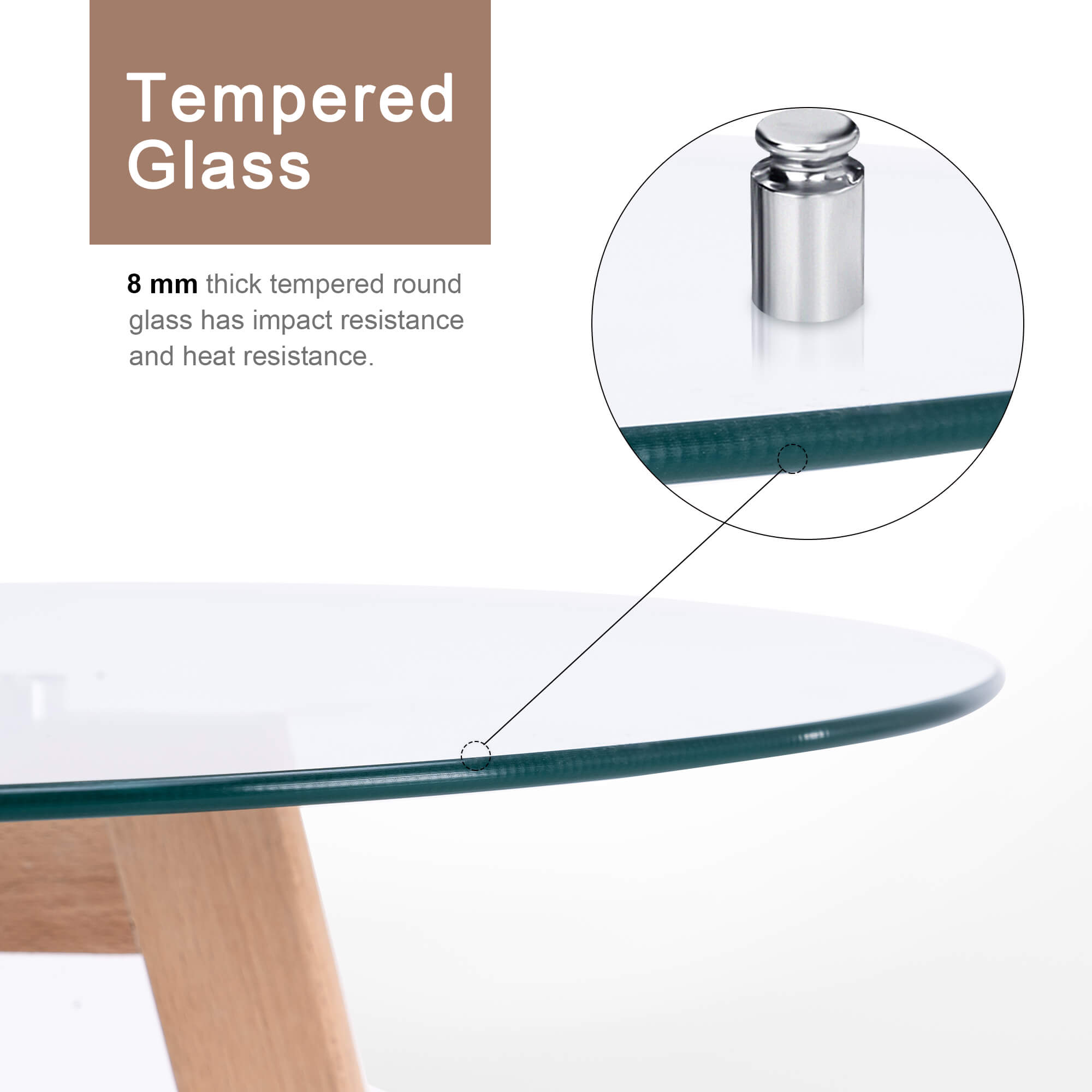 Ivinta Modern Small Dining Table Round Glass Coffee Table Farmhouse Kitchen Table
