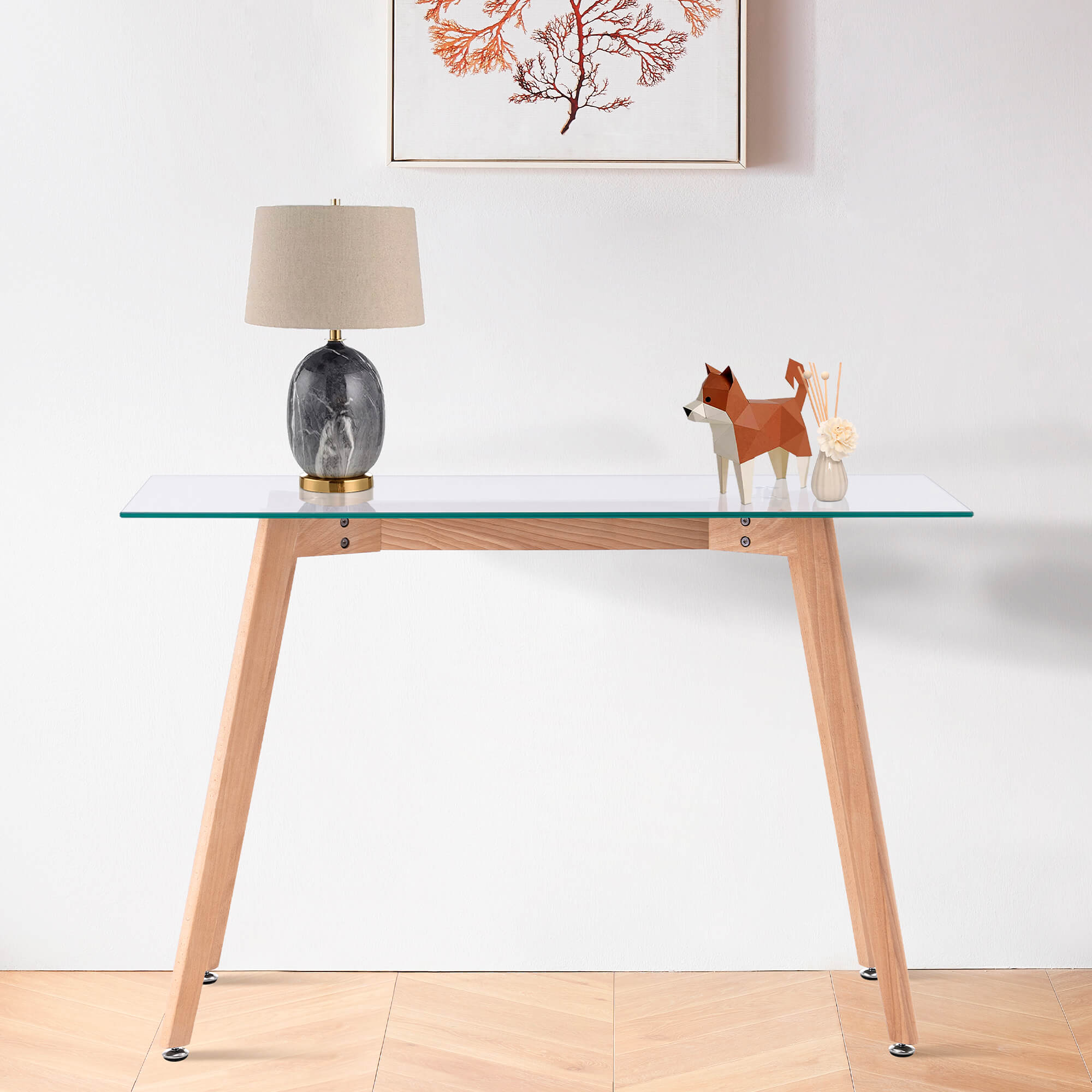 Ivinta Glass Console Table, Narrow Sofa Table for Small Space, Entryway Table for Hallway - Ivinta