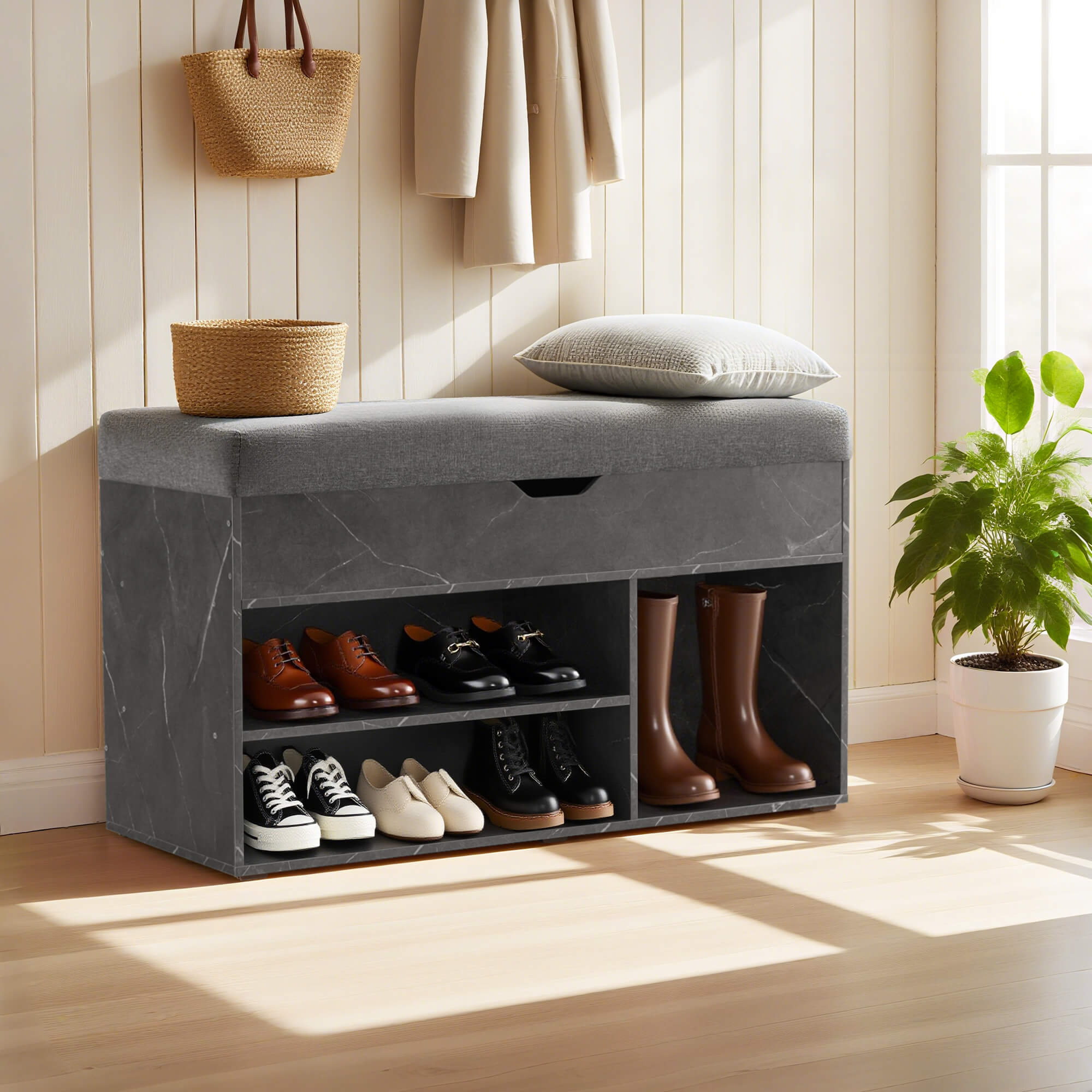 ivinta 37" Storage Bench with Padded Cushion for Living Room, 7702