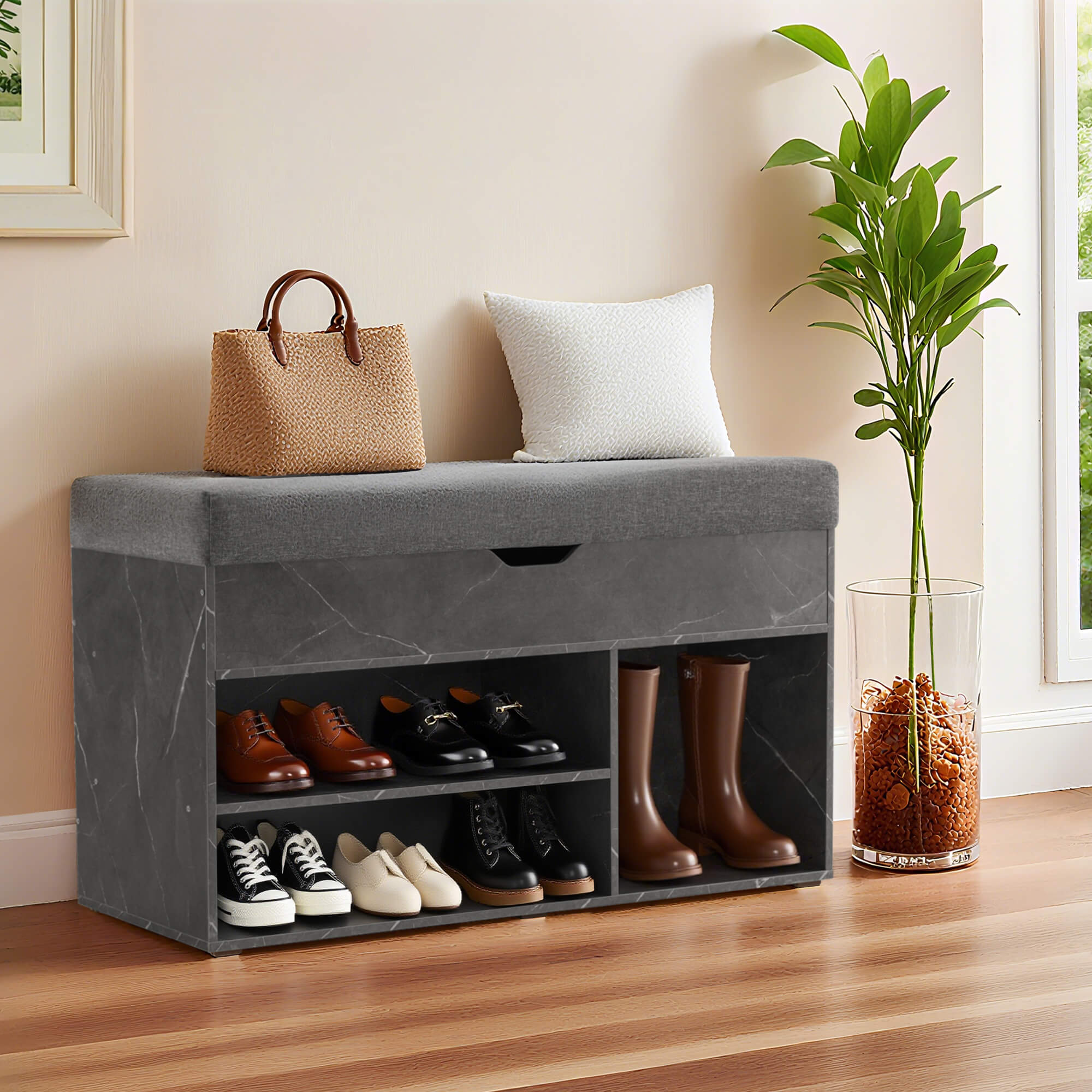ivinta 37" Storage Bench with Padded Cushion for Living Room, 7702