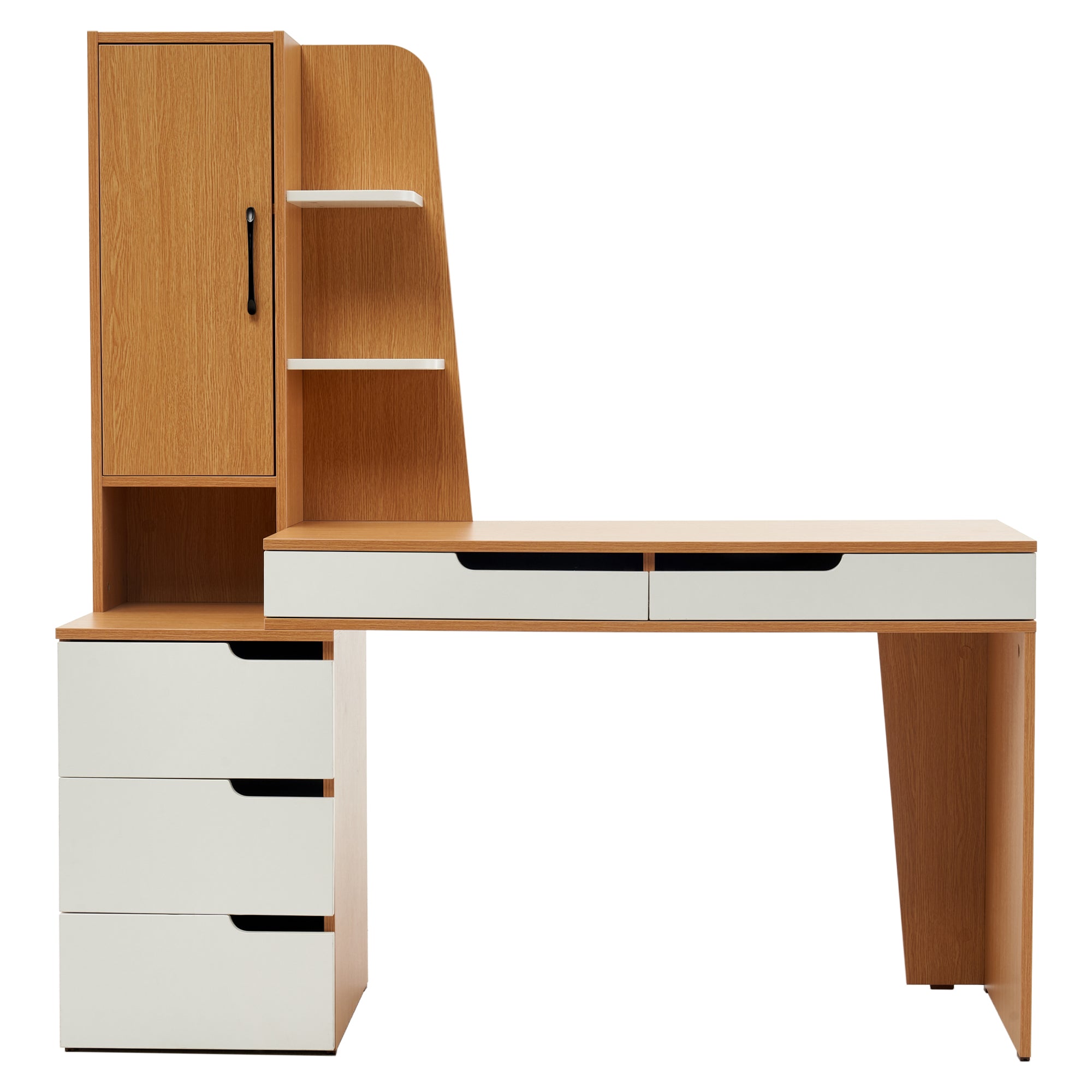 Ivinta Computer Desk with Drawers Storage Shelves, Modern Study Writing Table with Storage Cabinet for Home Office