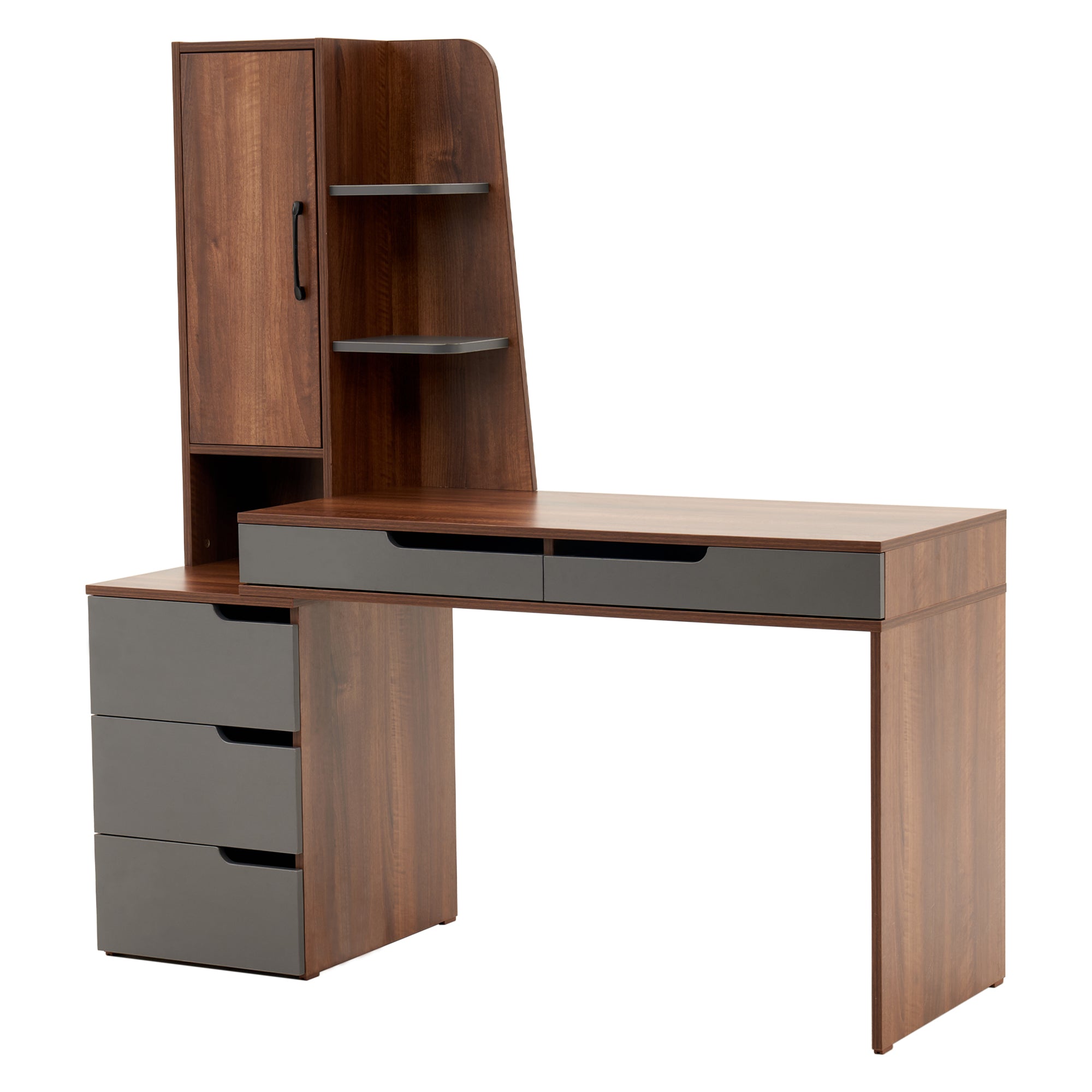 Computer Table With Storage Ivinta Computer Desk with Drawers Storage Shelves, Modern Study Writin