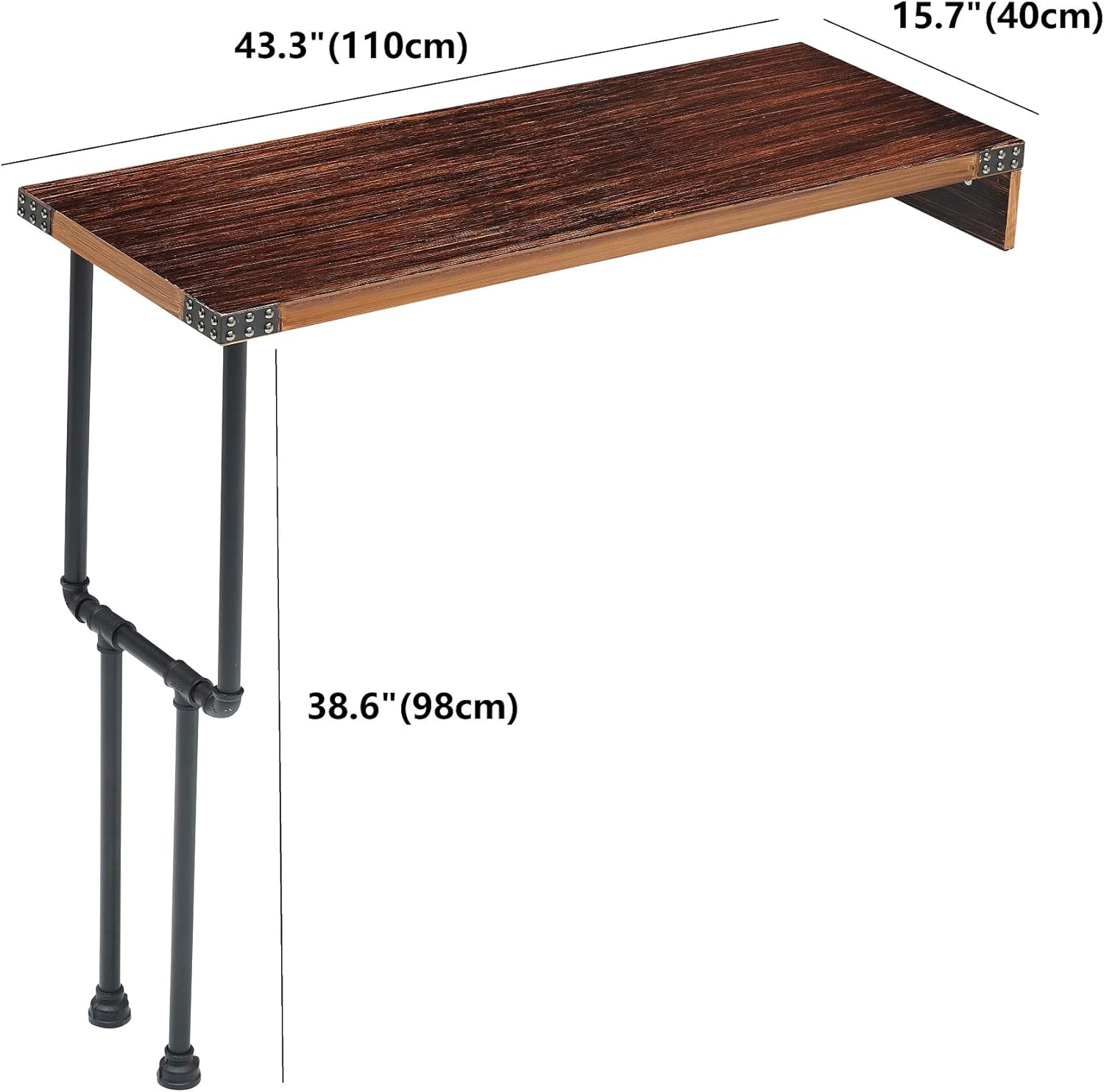 Ivinta Bar Table – Rectangular High Top Pub Table for Kitchen & Dining – Bar Height Table with Pine Wood Top & Metal Legs – Ideal for Indoor Use