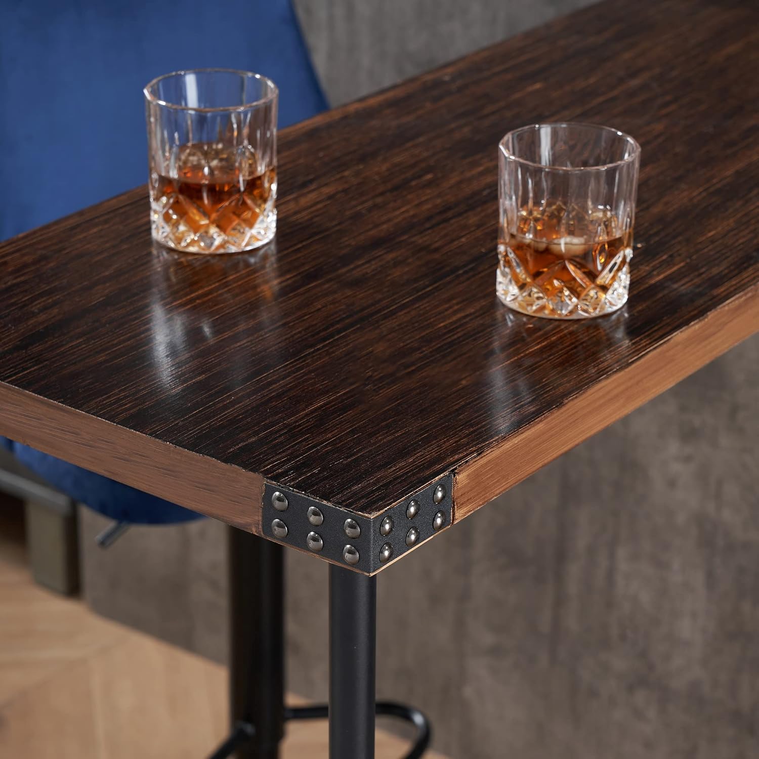 Ivinta Bar Table – Rectangular High Top Pub Table for Kitchen & Dining – Bar Height Table with Pine Wood Top & Metal Legs – Ideal for Indoor Use