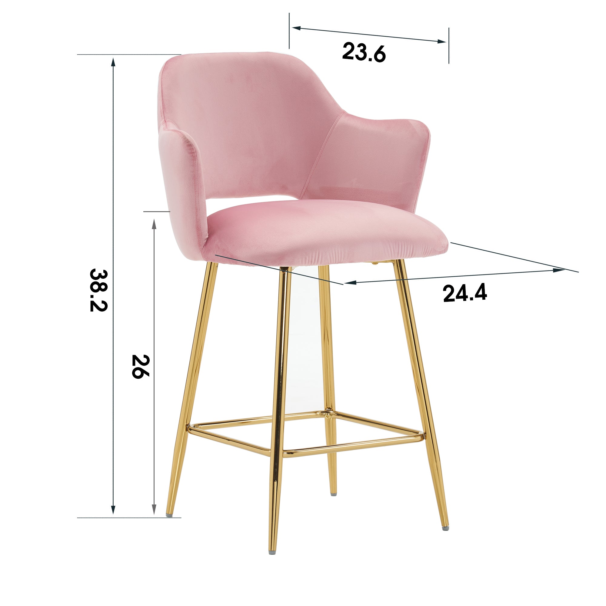 Ivinta Dining Chair, Upholstered Armchair with Gold Metal Legs for Kitchen