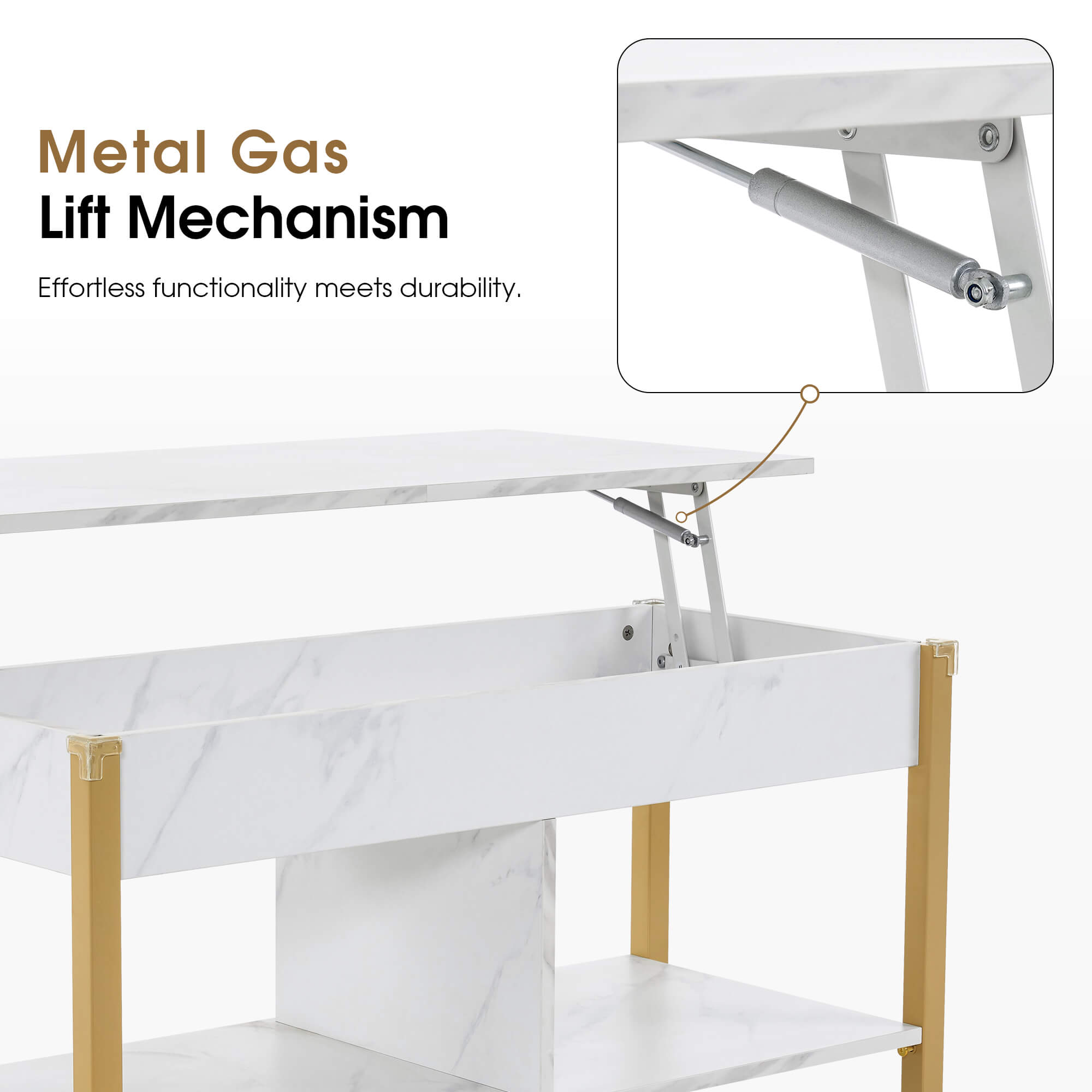 ivinta Lift Top Coffee Table with Storage, 41.3" Modern Recangular Center Table with 4 Wheels and 2 Rattan Folding Baskets, Rising Tabletop with Hidden Compartment for Living Room, 2177