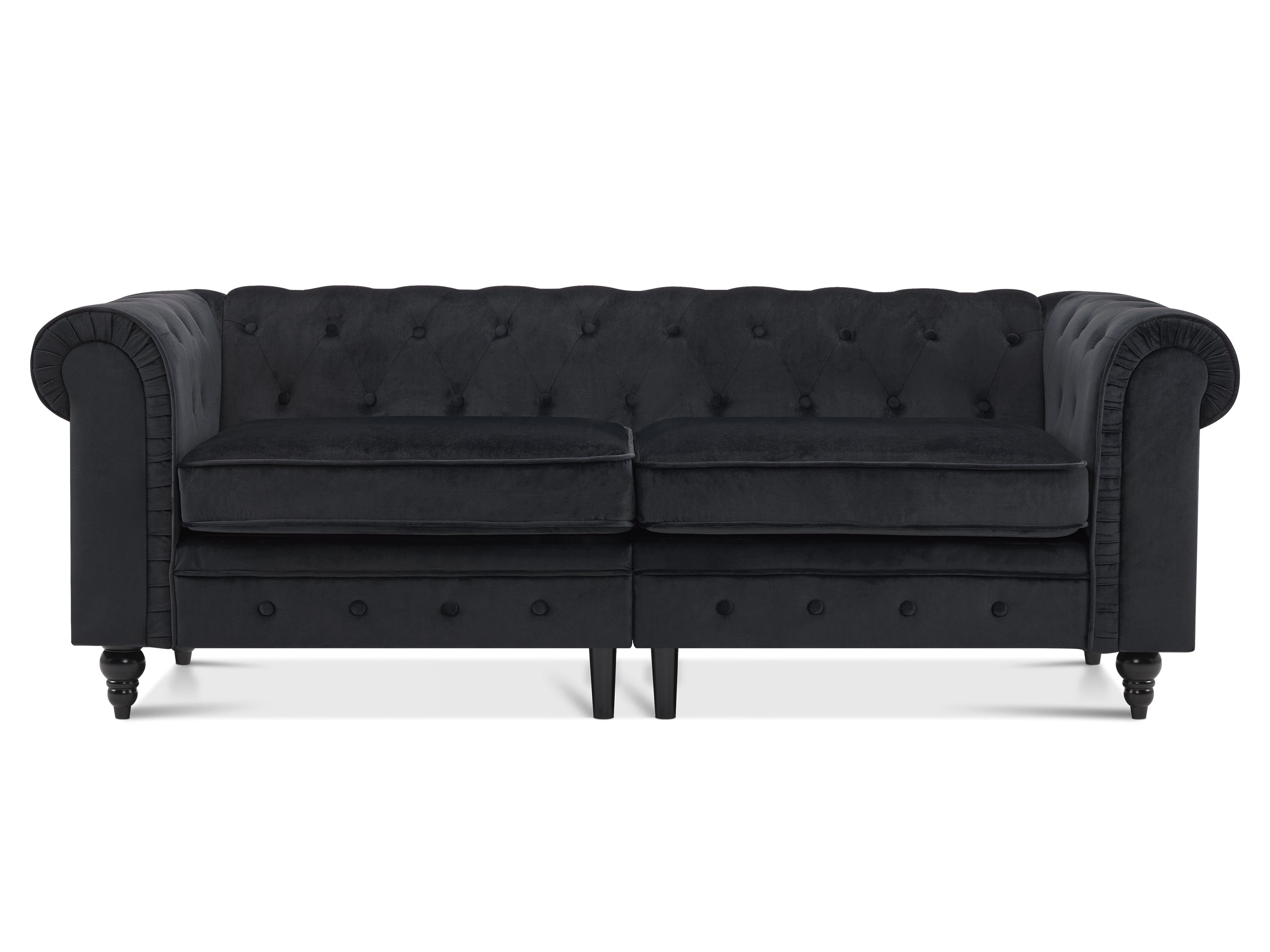 ivinta Small Office Sofa, Black Velvet Tufting Chesterfield Sofa, Mid Century Vintage Couch for Small Spaces Living Room Bedroom
