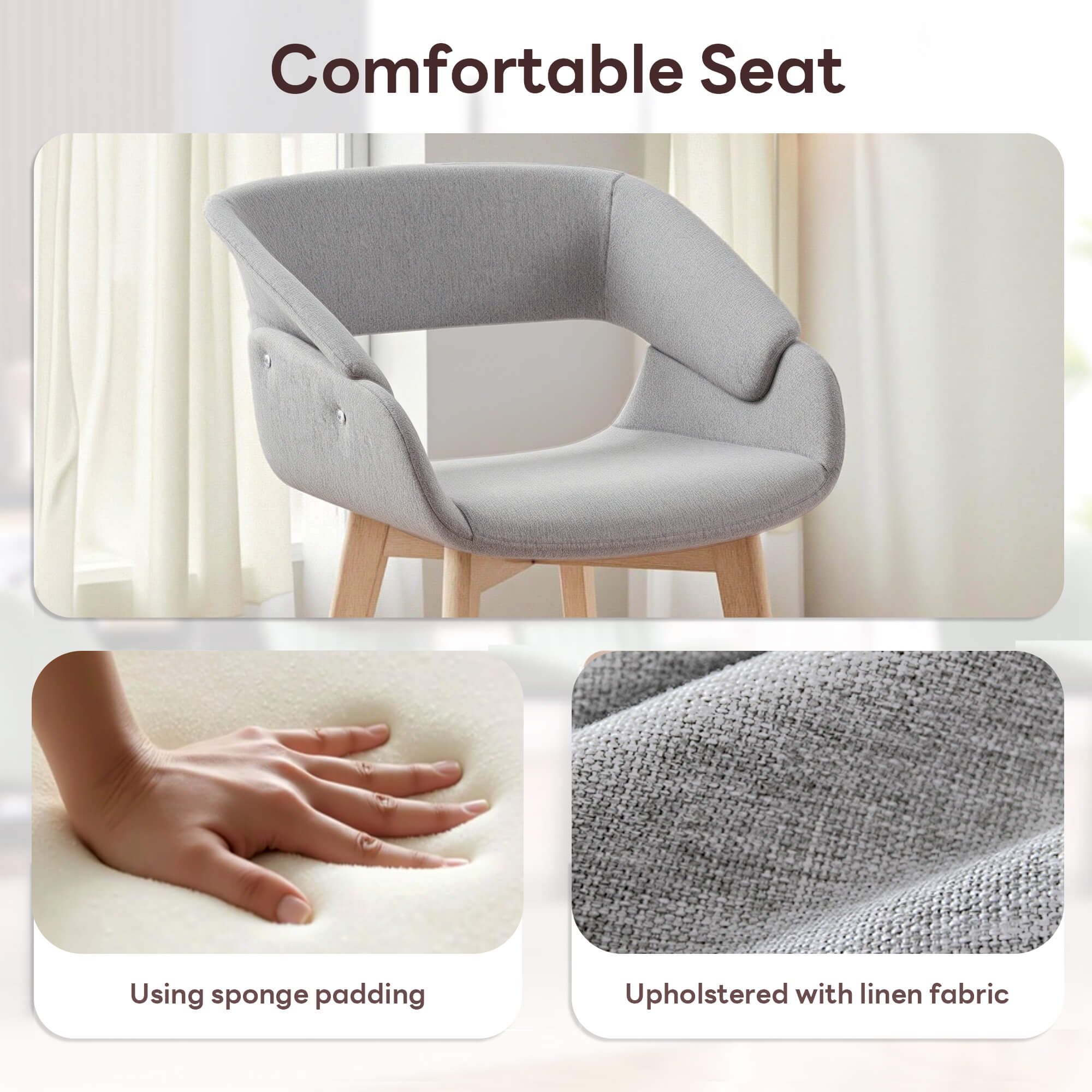 Ivinta Modern Dining Room Chair Set of 2 for Kitchen, Mid-Century Modern Accent Chairs