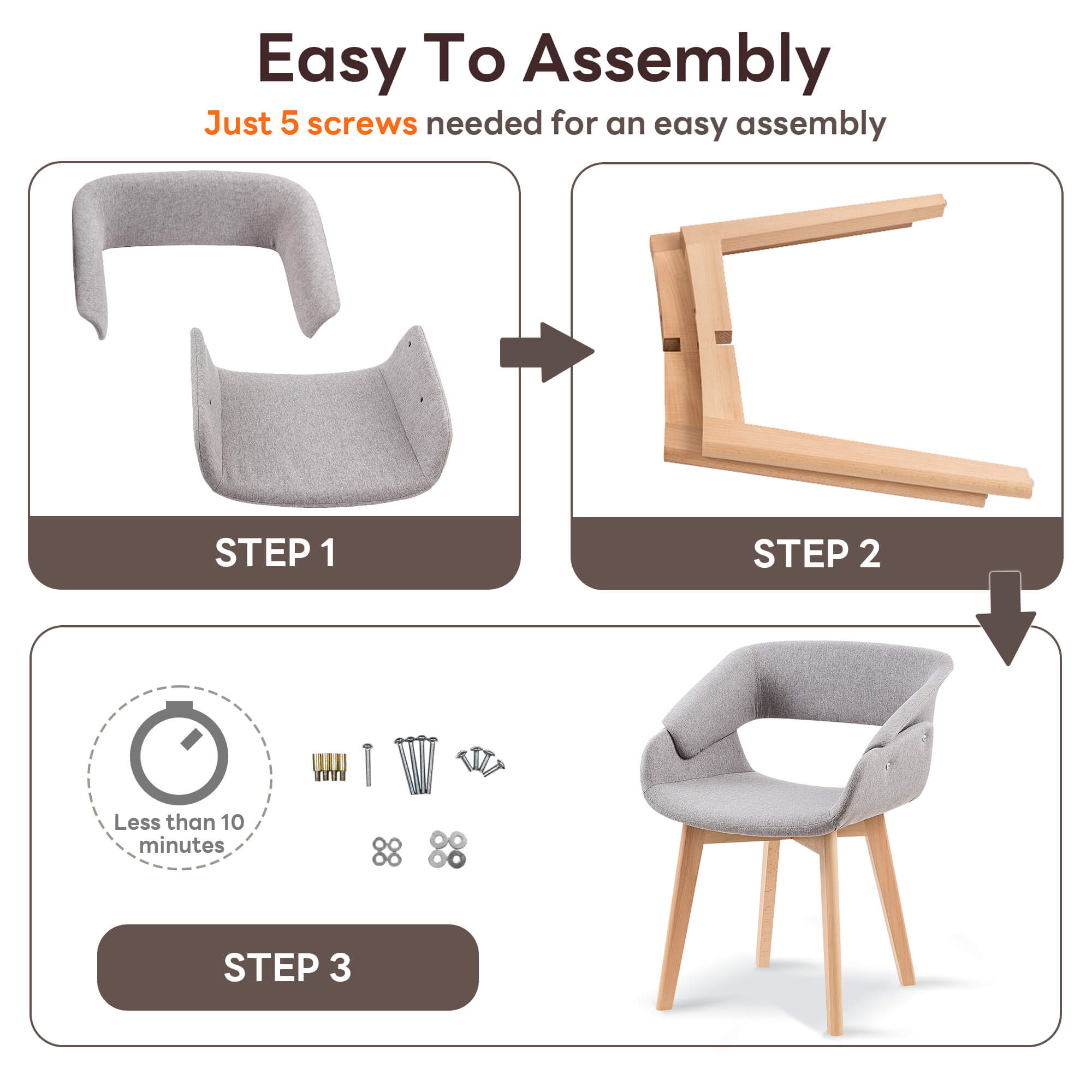 Ivinta Modern Dining Room Chair Set of 2 for Kitchen, Mid-Century Modern Accent Chairs