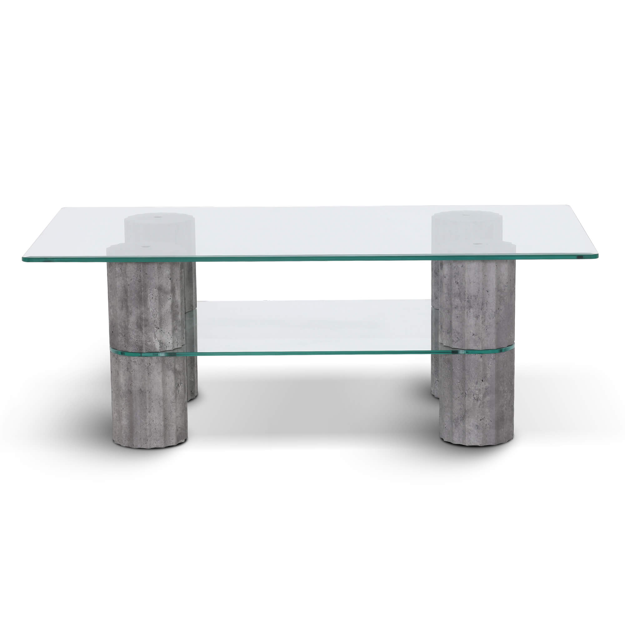 ivinta Glass Coffee Table with Storage Shelf, Small Modern Rectangular Center Table for Living Room, Wooden Legs, Easy Assembly, 44W×24D