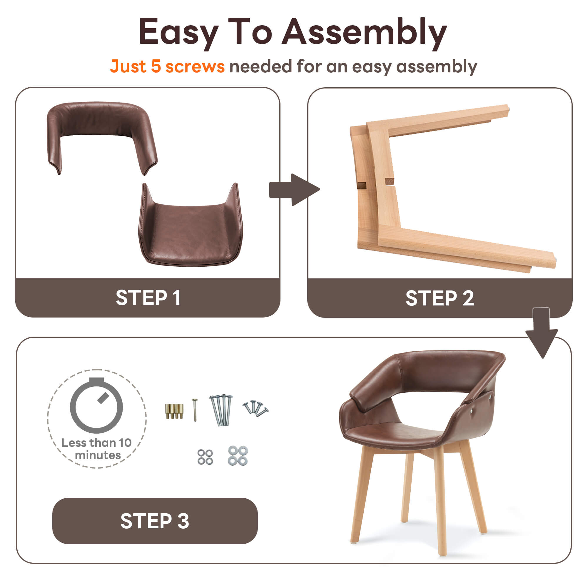 Ivinta Modern Dining Room Chair Set of 2 for Kitchen, Mid-Century Modern Accent Chairs