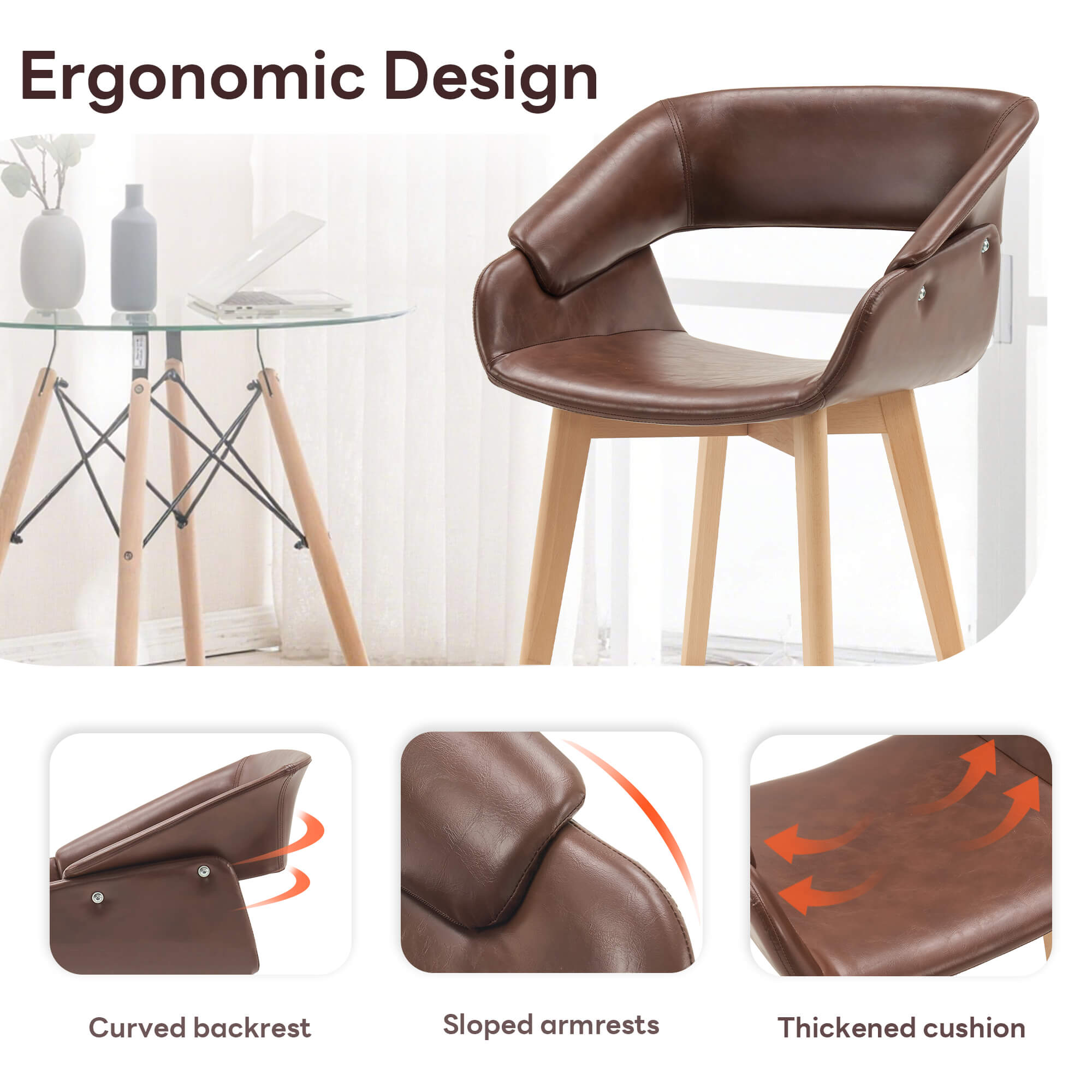 Ivinta Modern Dining Room Chair Set of 2 for Kitchen, Mid-Century Modern Accent Chairs