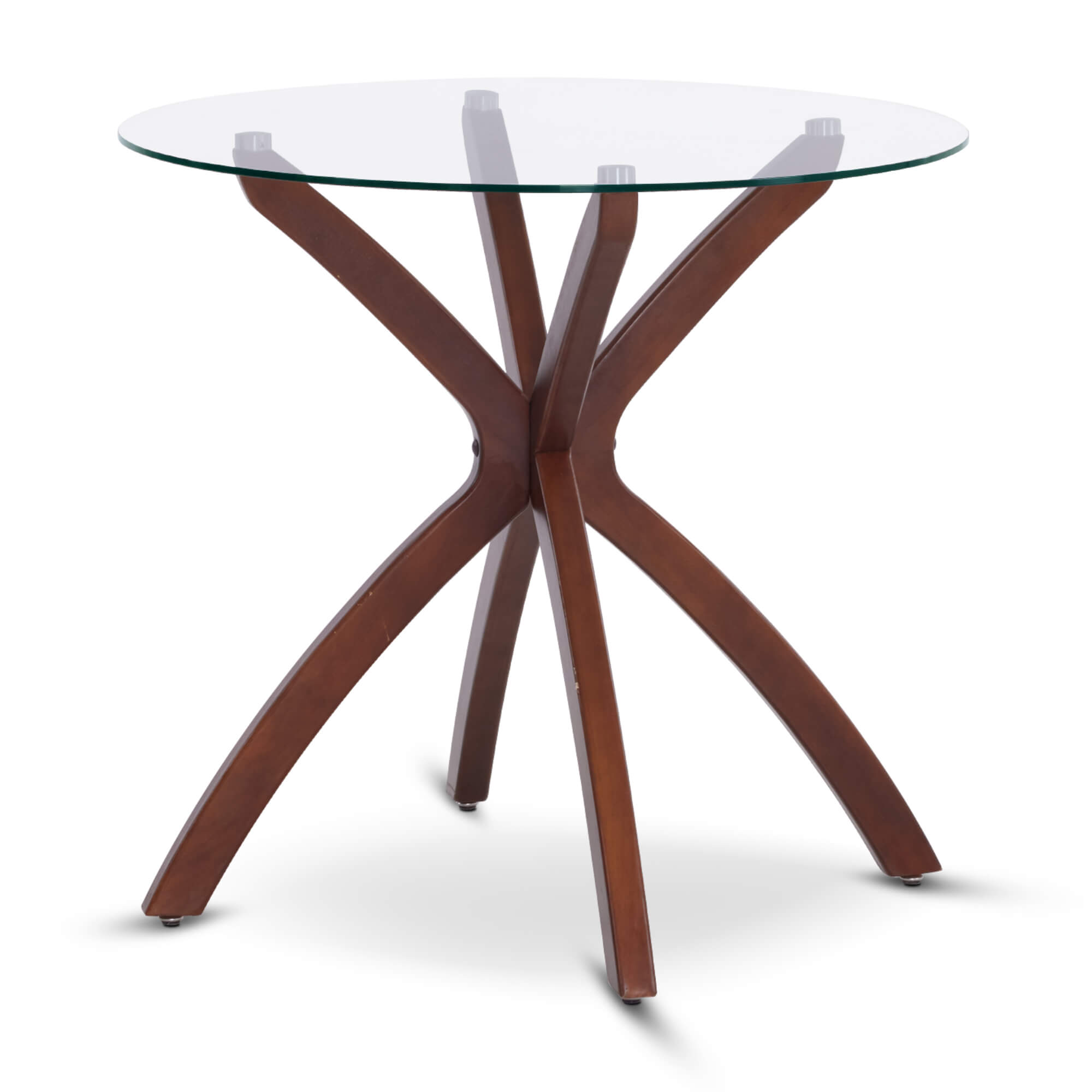 ivinta Round Glass Dining Table for 4, 31.5-Inch Kitchen Table with Tempered Glass Top and Solid Wood Legs, Mid-Century Modern Coffee Table for Kitchen, Dining Room, Living Room (Black)