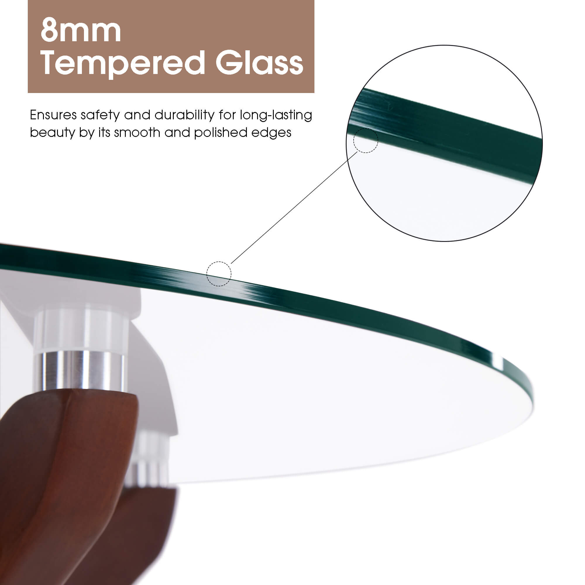 ivinta Round Glass Dining Table for 4, 31.5-Inch Kitchen Table with Tempered Glass Top and Solid Wood Legs, Mid-Century Modern Coffee Table for Kitchen, Dining Room, Living Room (Black)