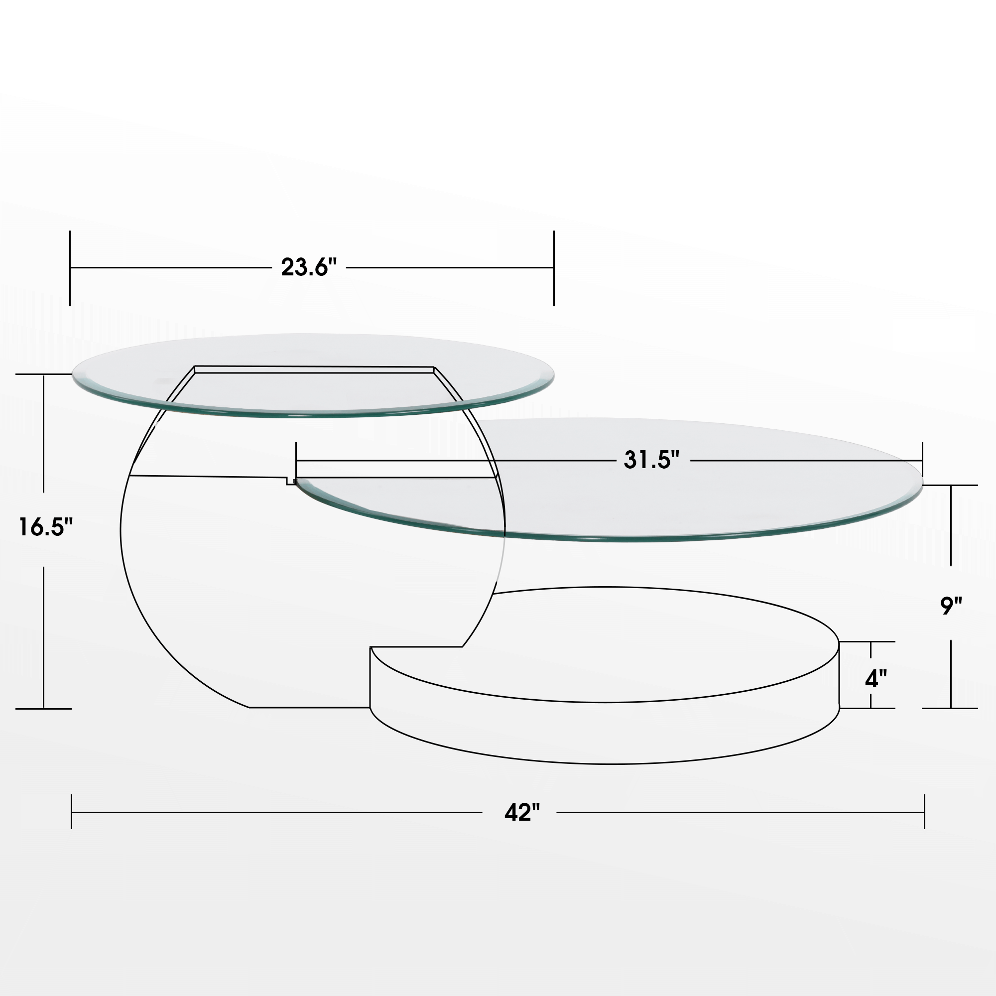 ivinta Glass Round Coffee Table with Storage,Modern Center Table for Living Room,Circle Coffee Table for Small Space,42" W×31" D×17" H