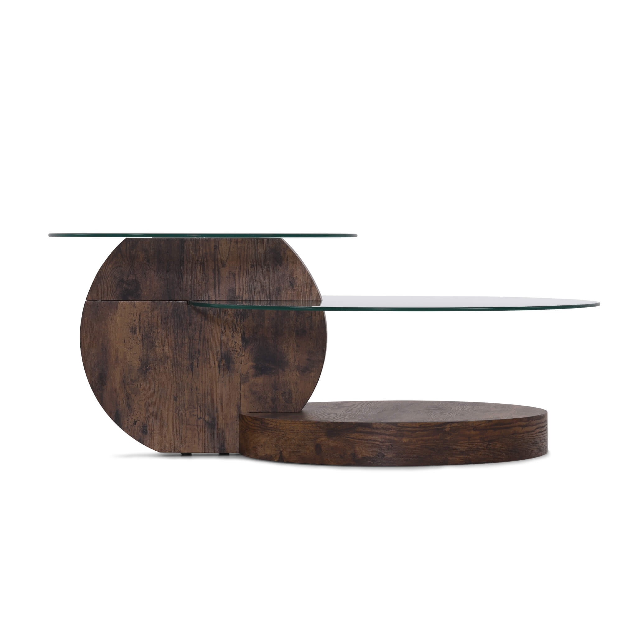 ivinta Glass Round Coffee Table with Storage,Modern Center Table for Living Room,Circle Coffee Table for Small Space,42" W×31" D×17" H
