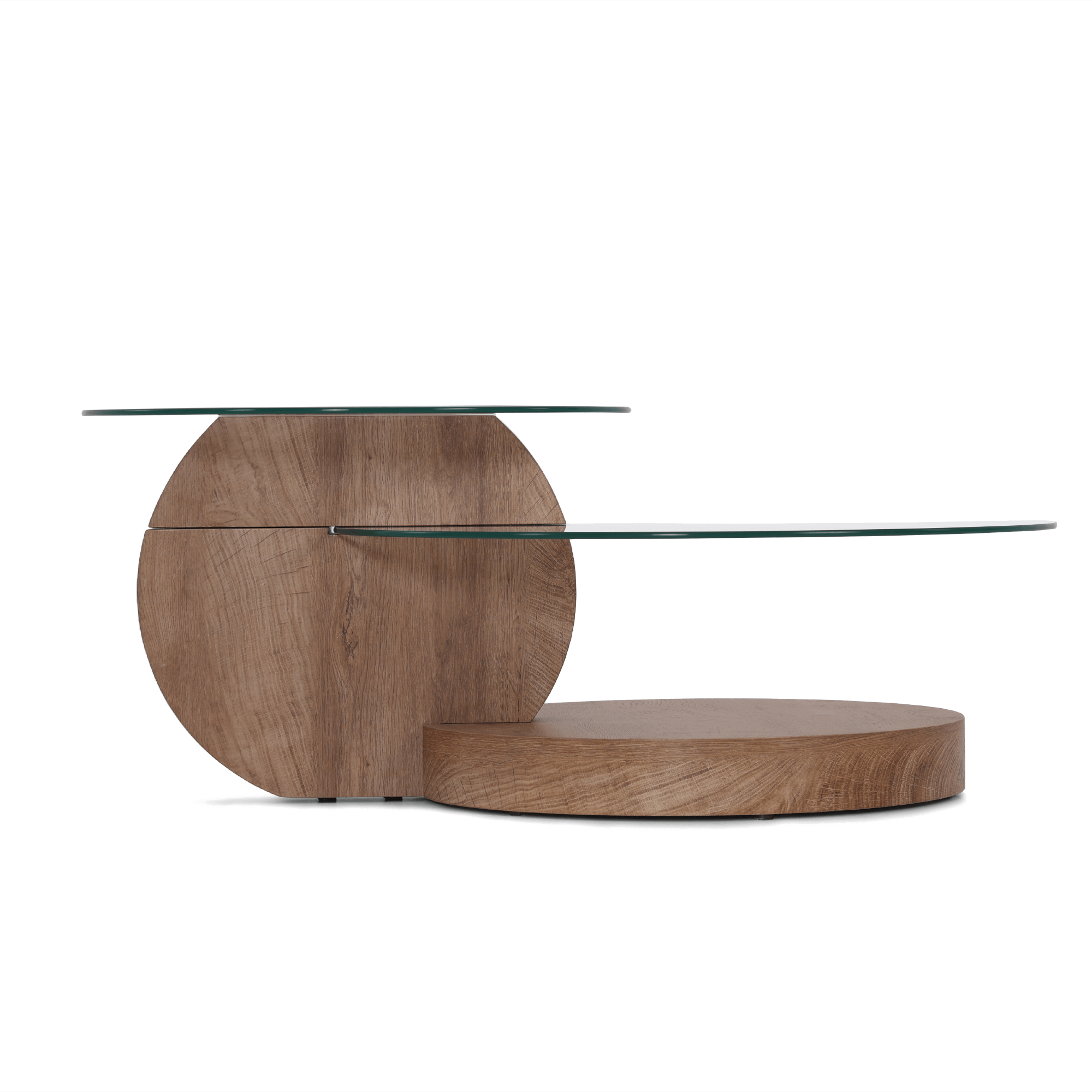 ivinta Glass Round Coffee Table with Storage,Modern Center Table for Living Room,Circle Coffee Table for Small Space,42" W×31" D×17" H