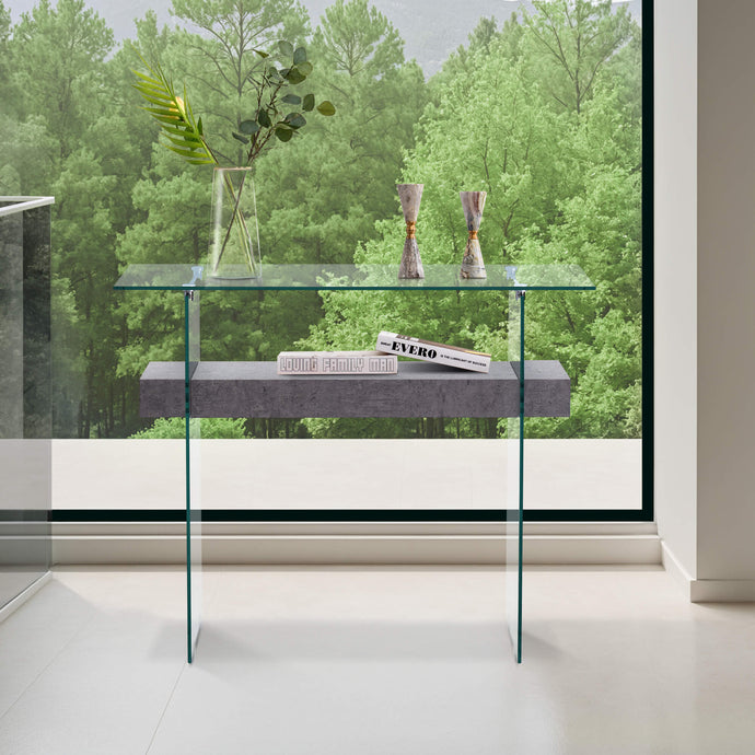 ivinta Glass Console Table with Storage, Small Narrow Entryway Table for Living Room, 39.4