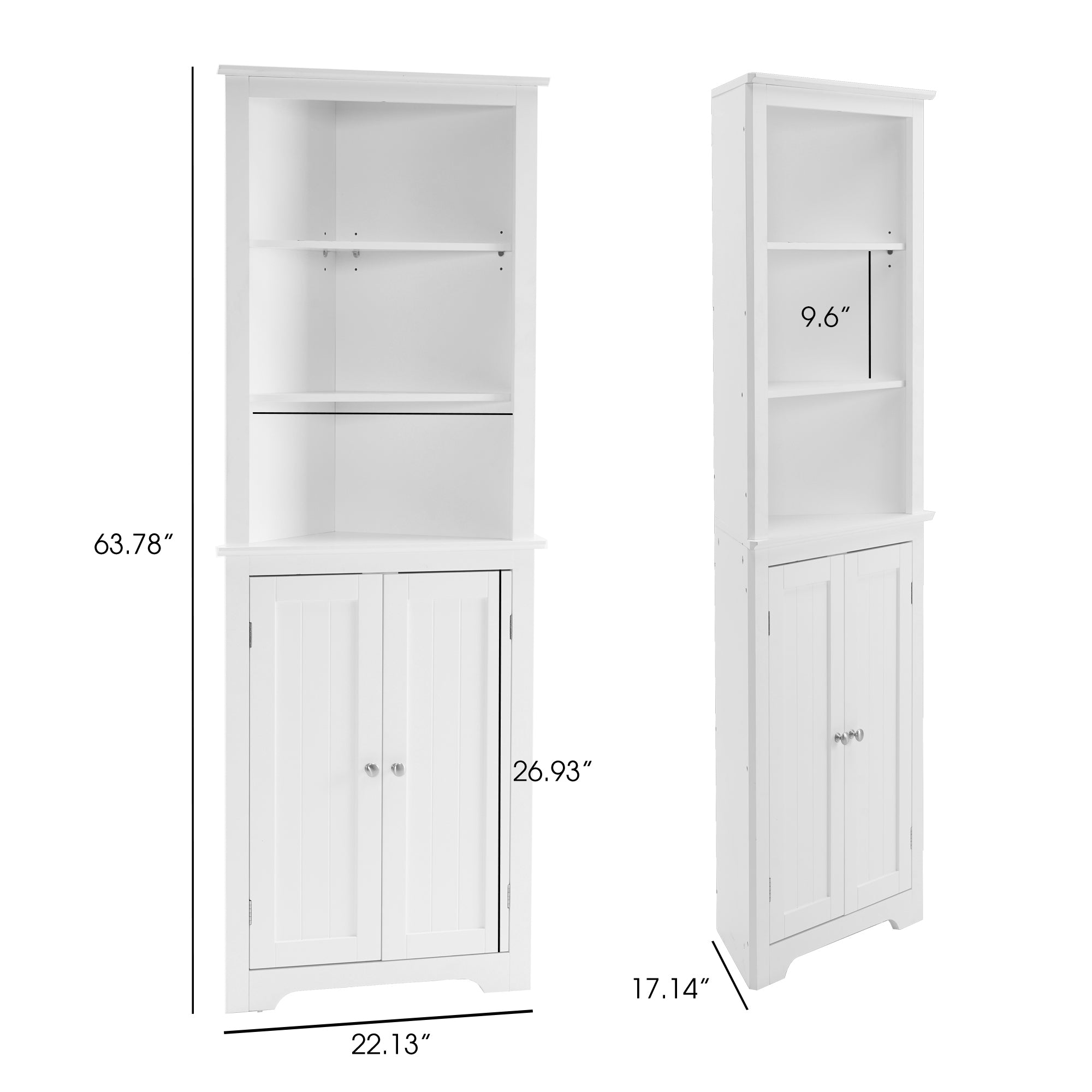 Bathroom Storage Corner Floor Standing Cabinet with Doors and