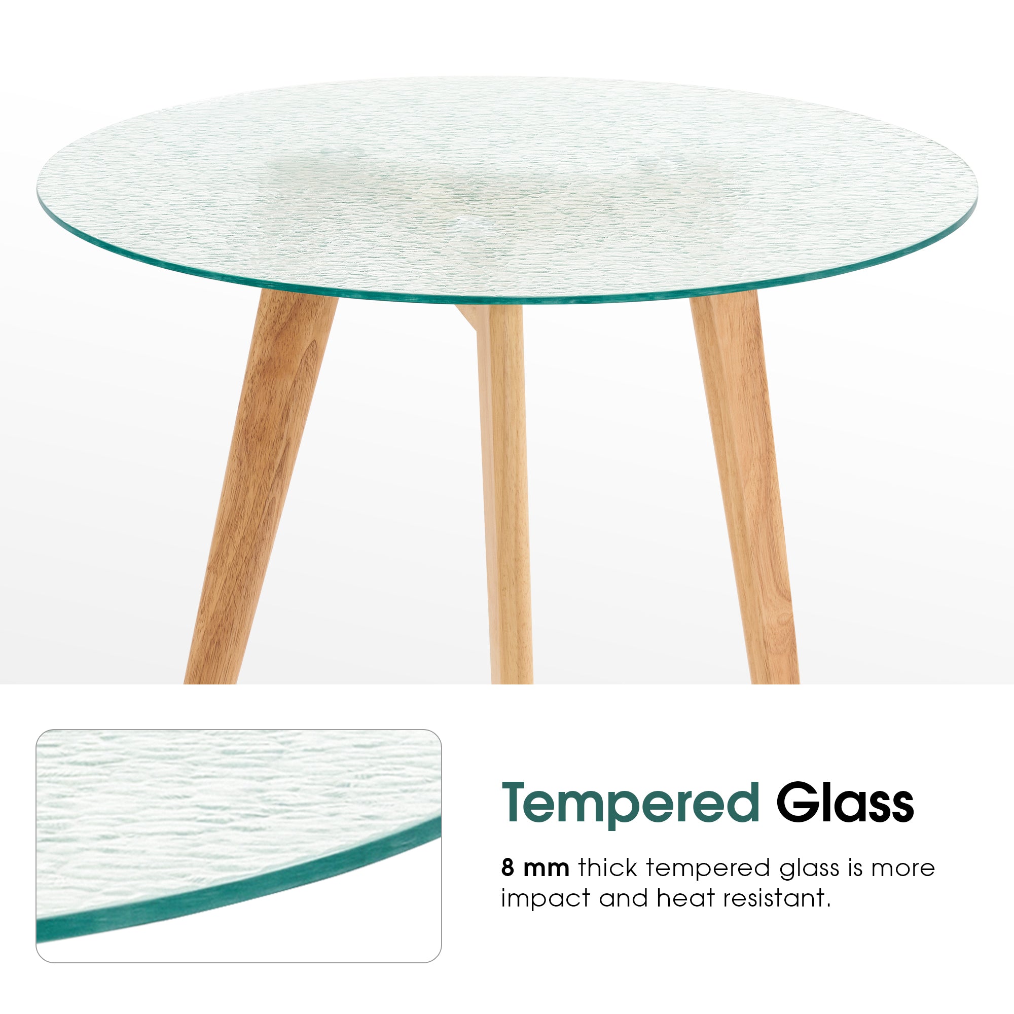 thumbnail image 2 of Round Glass Coffee Table, 31.5" Modern Small Center Table With Tempered Glass Top And MDF Legs For Living Room, Bedroom, Office 2 of 12