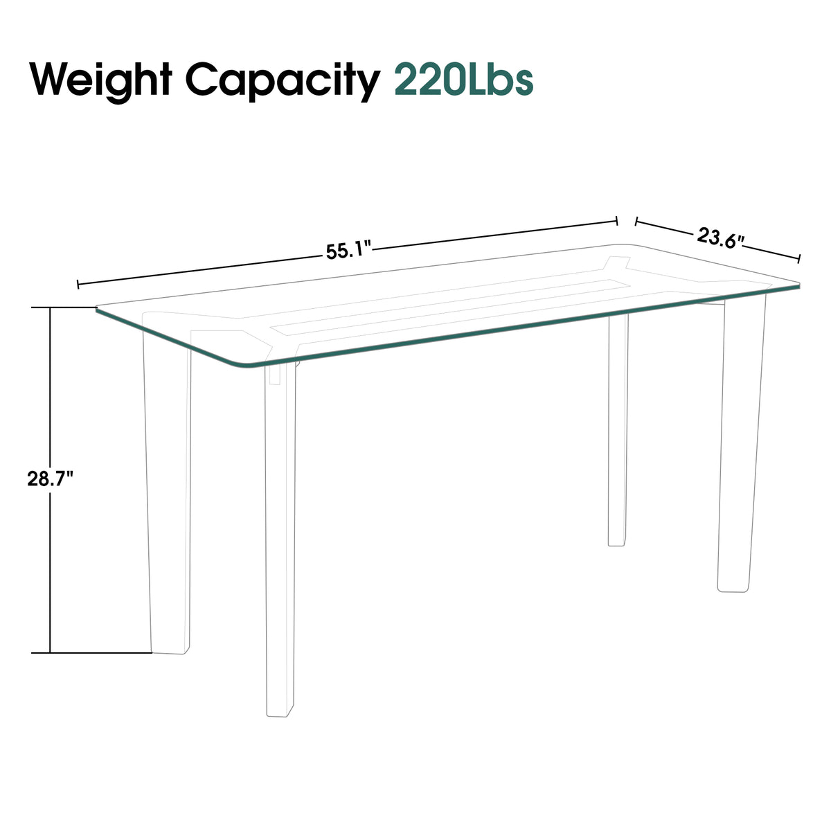 Ivinta Water Rippled Glass Dining Table for 2 or 4, Modern Clear Kitch