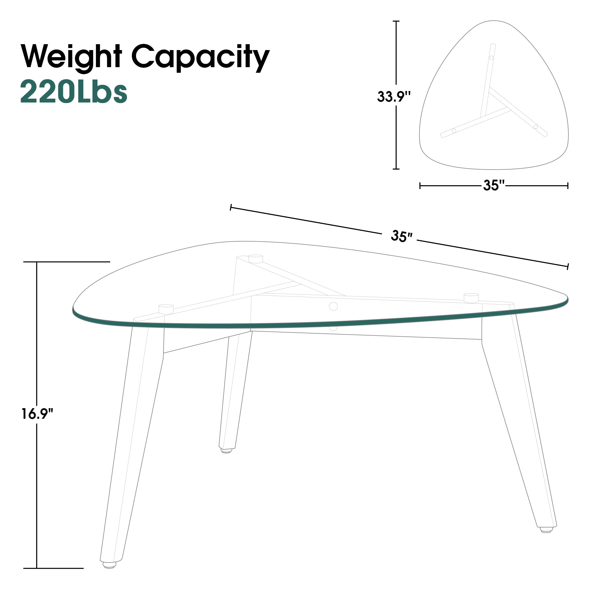 Ivinta Mid Century Modern Triangle Glass Coffee Table with Solid Rubber Wood Legs, Farmhouse Cocktail Table with Tempered Glass Tabletop, Accent Living Room Tea Table for Living Room Patio Study