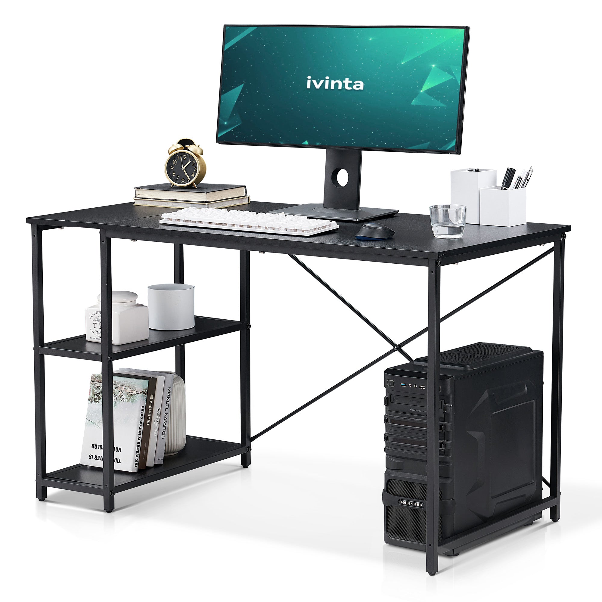 Ivinta Computer Desk 47 inch with Monitor Stand