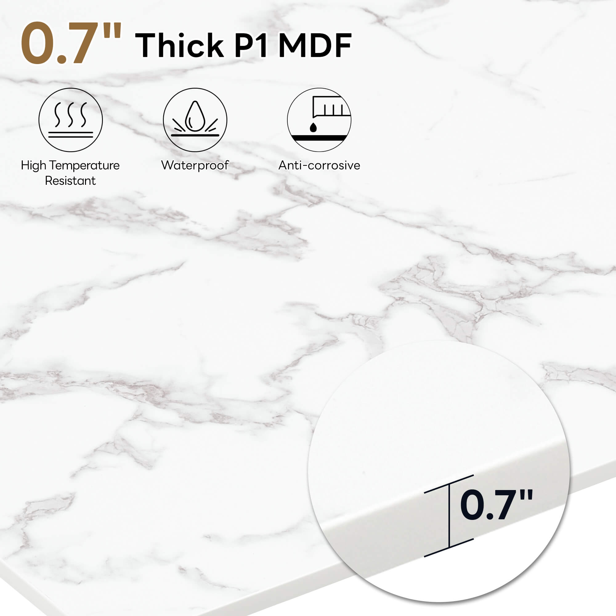 ivinta White Dining Table for 4-6, 55" Modern Rectangle Kitchen Table for Dining Room