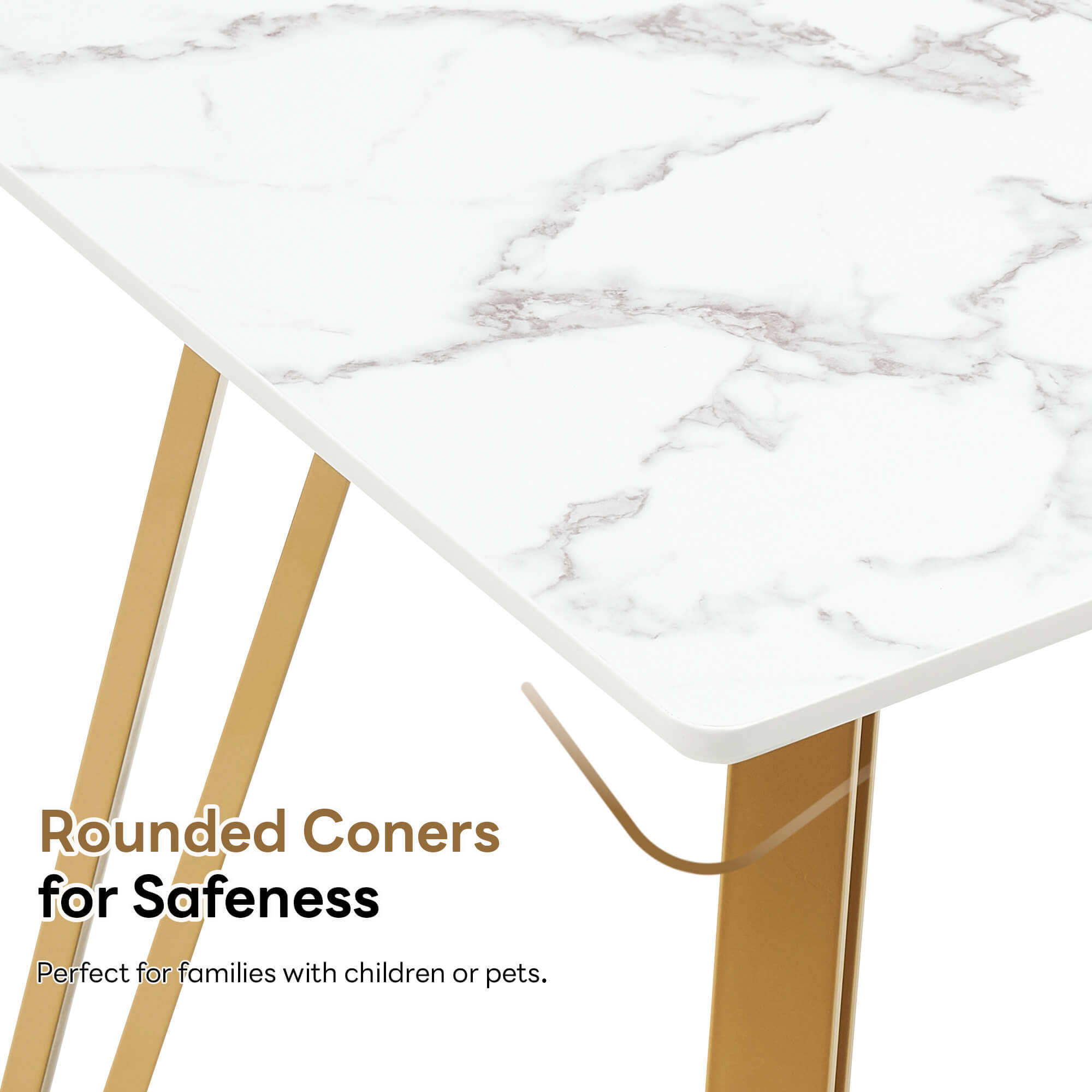 ivinta White Dining Table for 4-6, 55" Modern Rectangle Kitchen Table for Dining Room