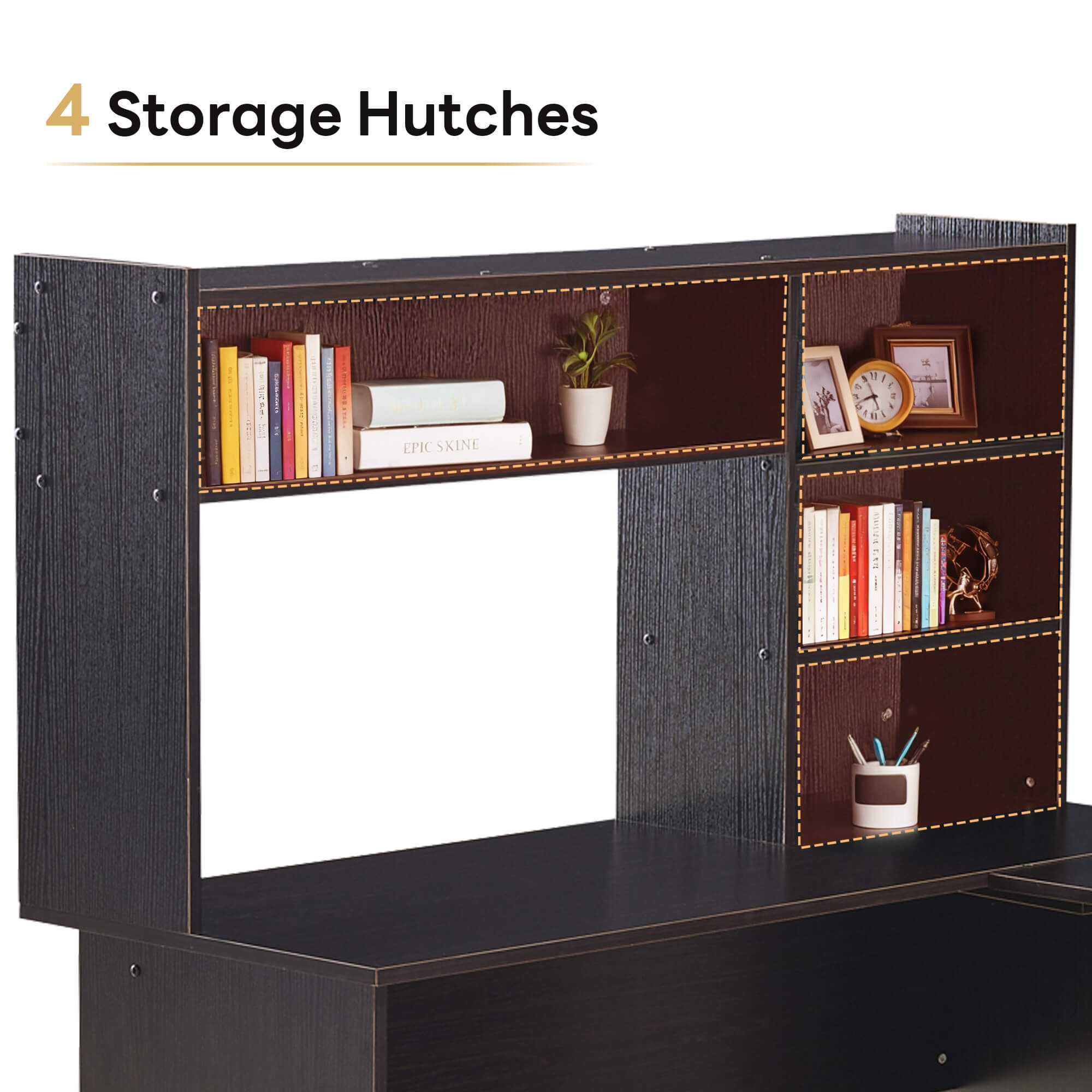 Ivinta L Shaped Computer Desk with Storage Hutch for Home Office Living Room Bedroom