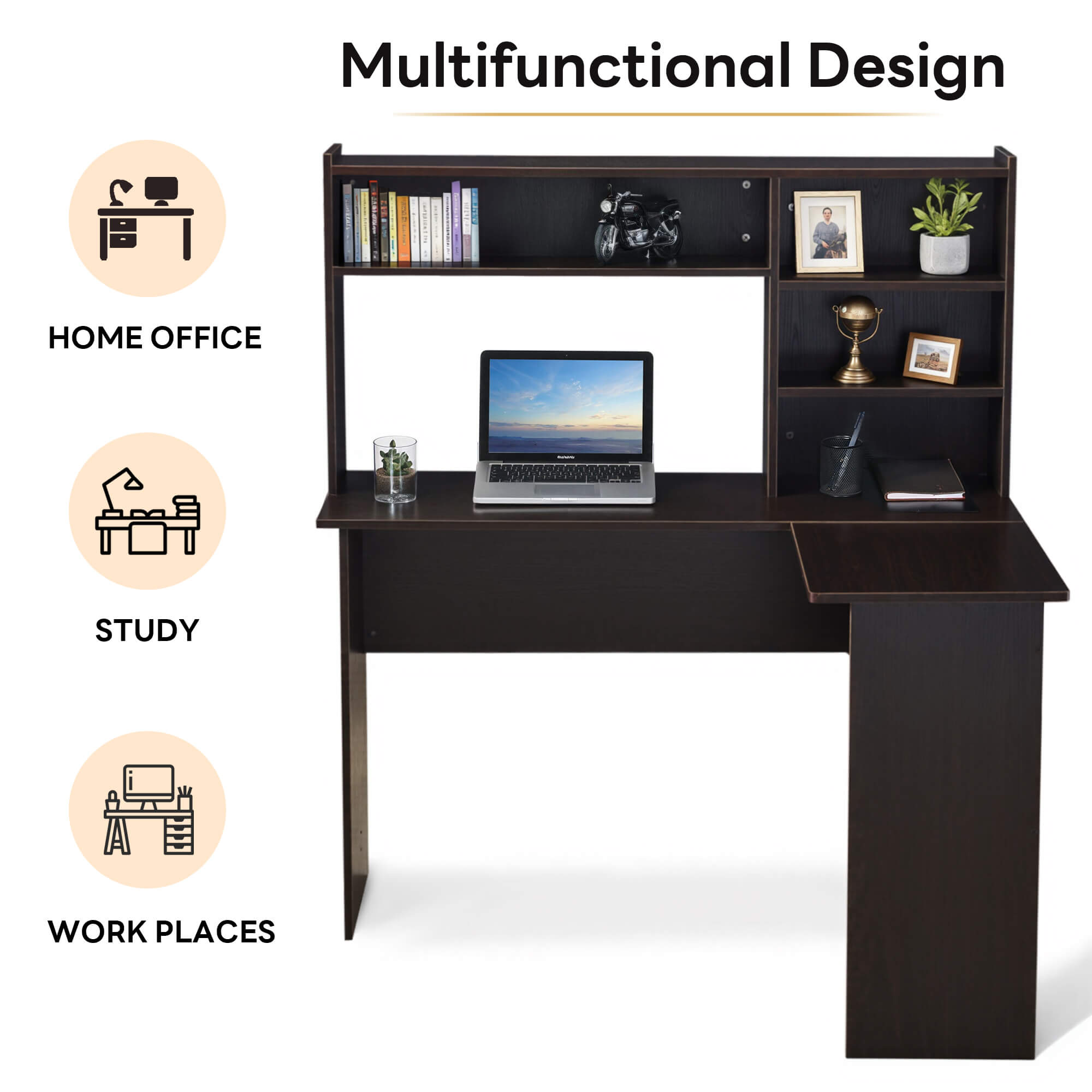 Ivinta L Shaped Computer Desk with Storage Hutch for Home Office Living Room Bedroom