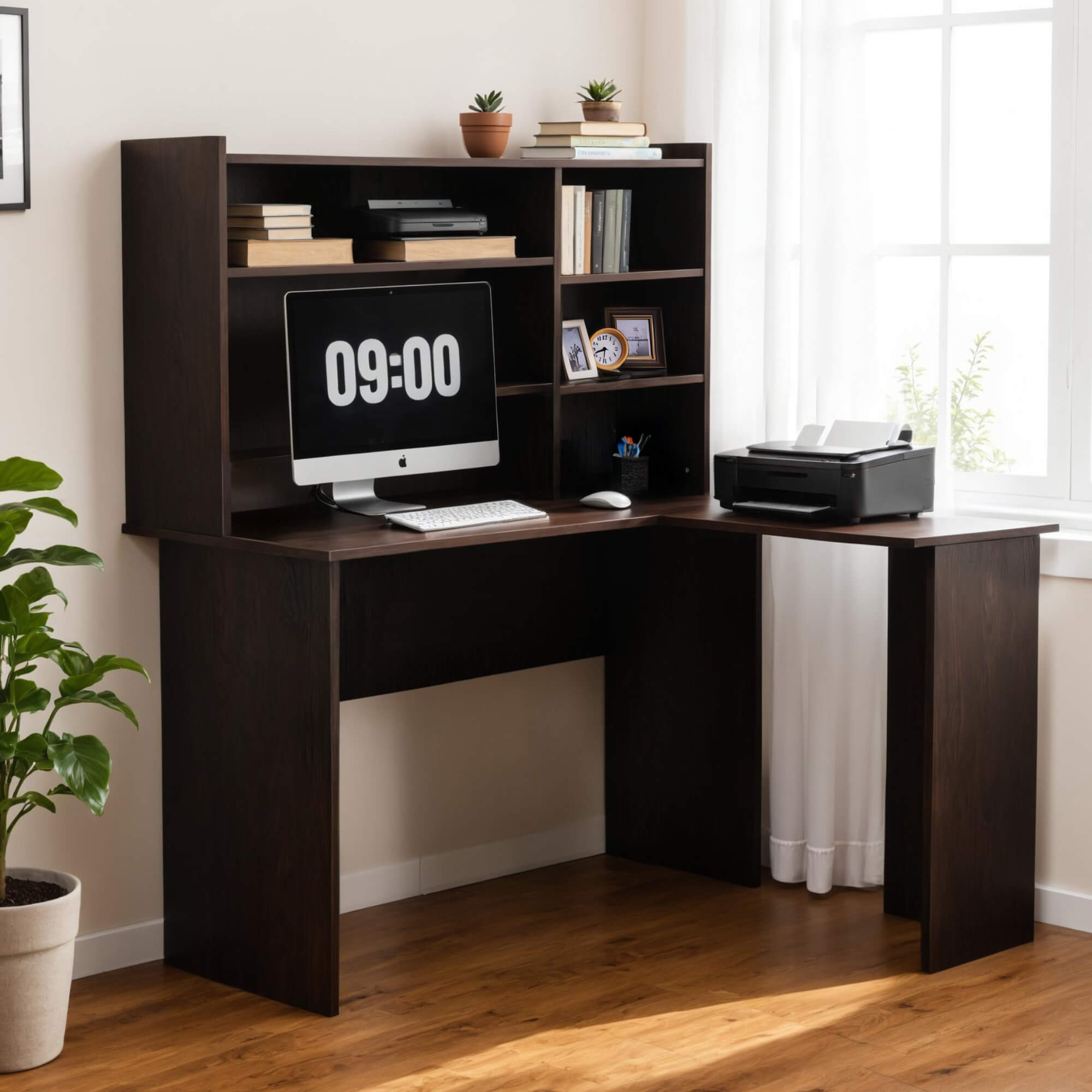 Ivinta L Shaped Computer Desk with Storage Hutch for Home Office Living Room Bedroom