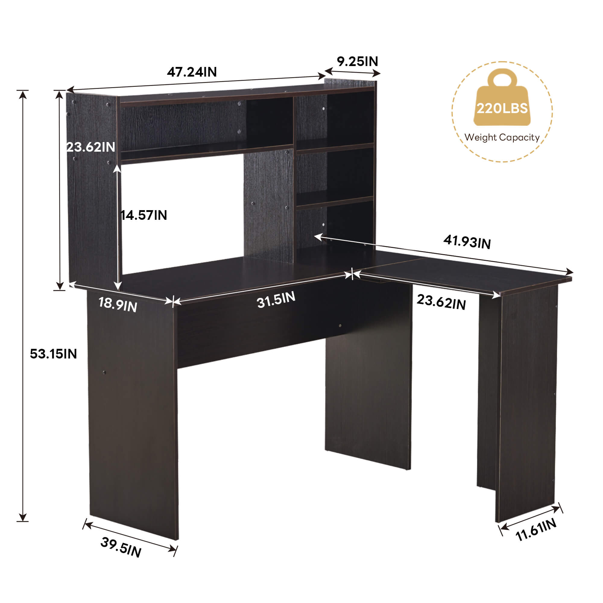 Ivinta L Shaped Computer Desk with Storage Hutch for Home Office Living Room Bedroom