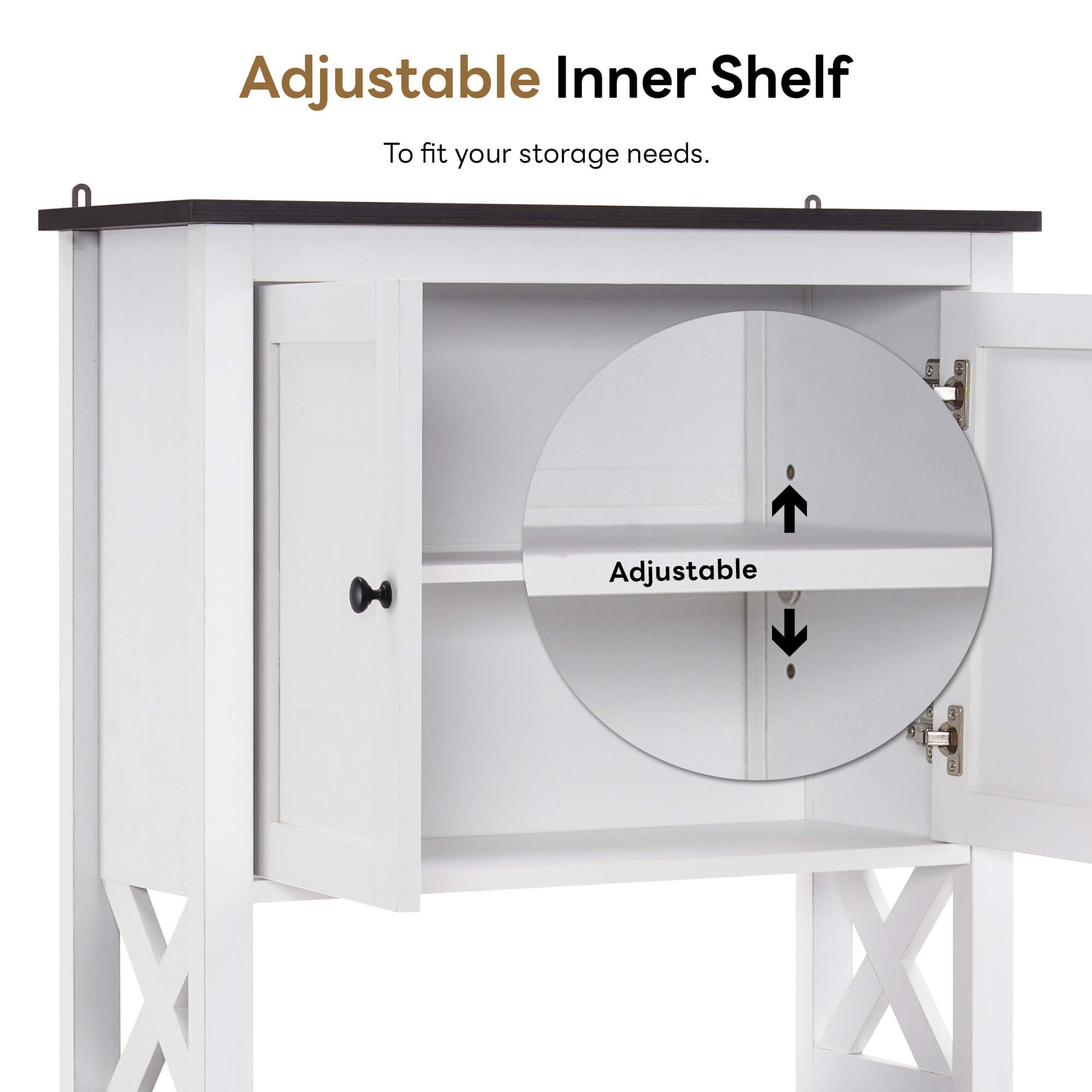 ivinta Over The Toilet Storage Cabinet, 3-Tier Bathroom Storage Cabinet with Adjustable Shelf and Doors, Freestanding Space Saver Above Toilet for Bathroom Laundry Restroom BT09 (White)