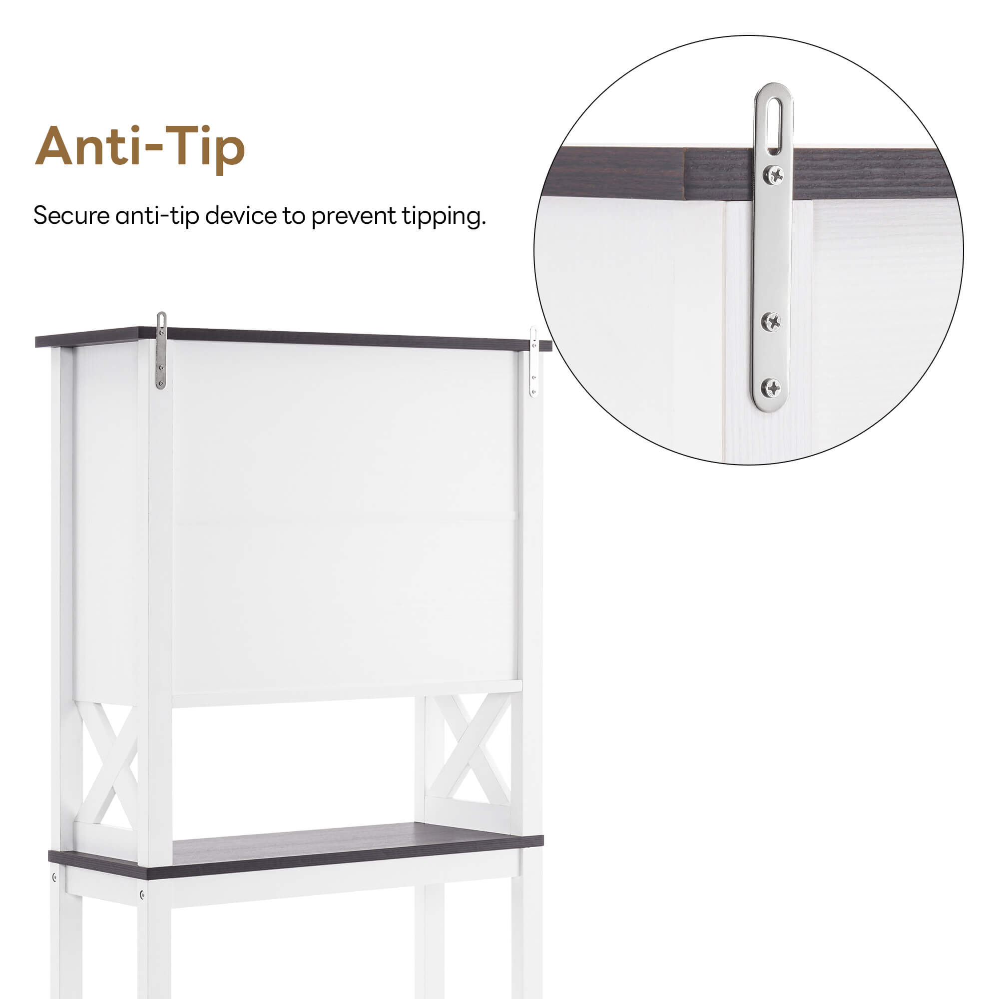 ivinta Over The Toilet Storage Cabinet, 3-Tier Bathroom Storage Cabinet with Adjustable Shelf and Doors, Freestanding Space Saver Above Toilet for Bathroom Laundry Restroom BT09 (White)