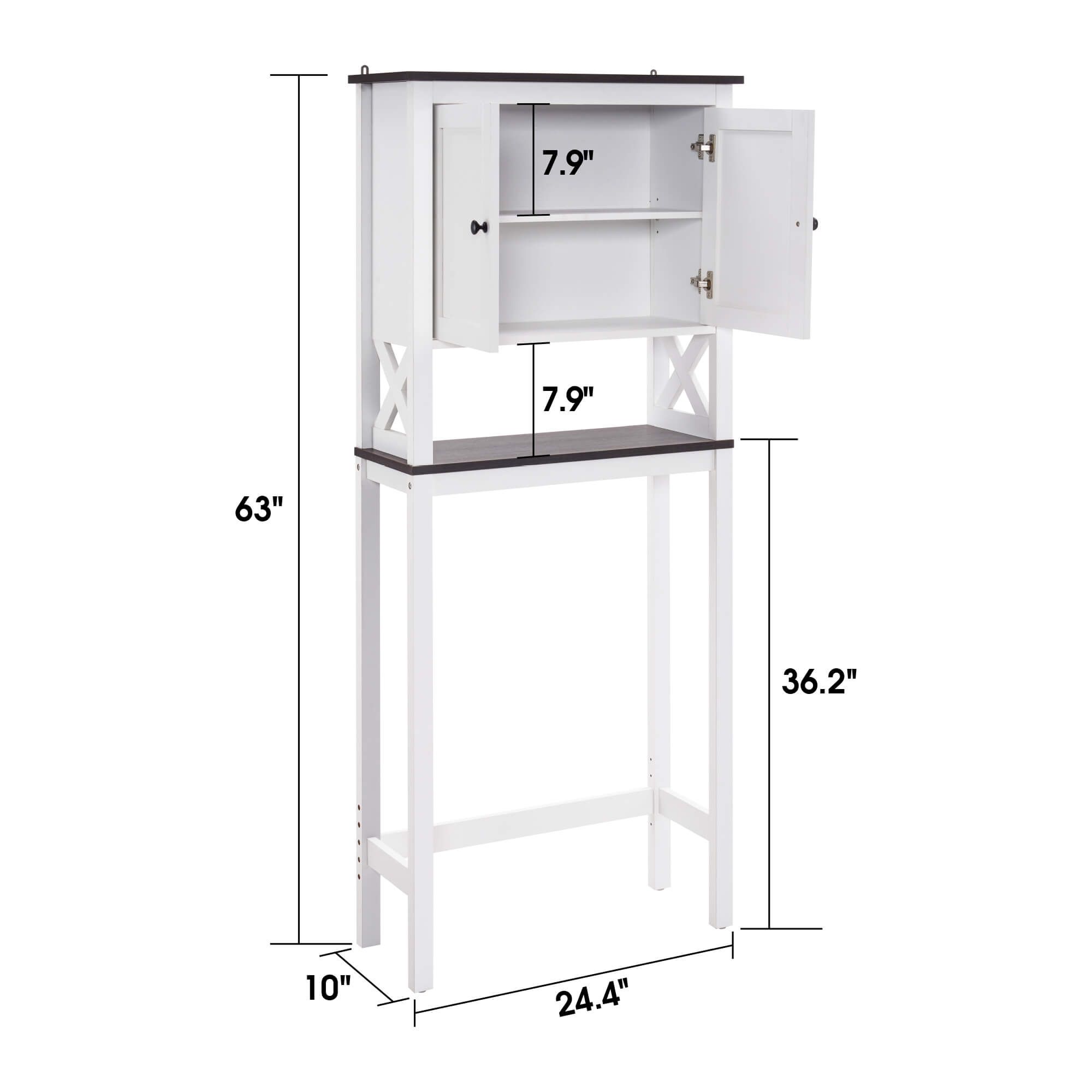 ivinta Over The Toilet Storage Cabinet, 3-Tier Bathroom Storage Cabinet with Adjustable Shelf and Doors, Freestanding Space Saver Above Toilet for Bathroom Laundry Restroom BT09 (White)