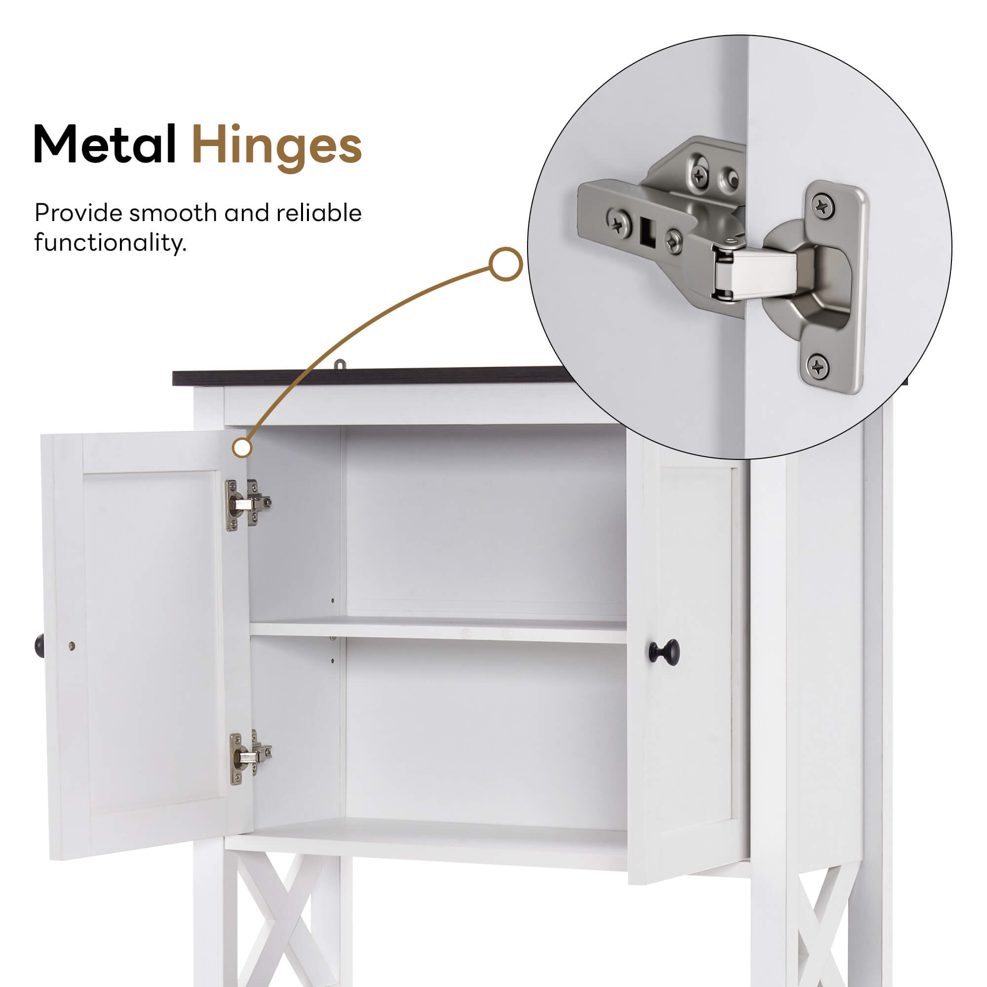 ivinta Over The Toilet Storage Cabinet, 3-Tier Bathroom Storage Cabinet with Adjustable Shelf and Doors, Freestanding Space Saver Above Toilet for Bathroom Laundry Restroom BT09 (White)