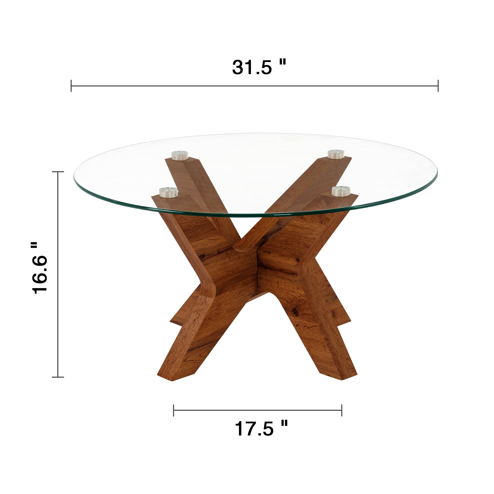 ivinta Round Glass Coffee Table, 31.5" Modern Small Center Table with Tempered Glass Top and MDF Legs for Living Room, Bedroom, Office
