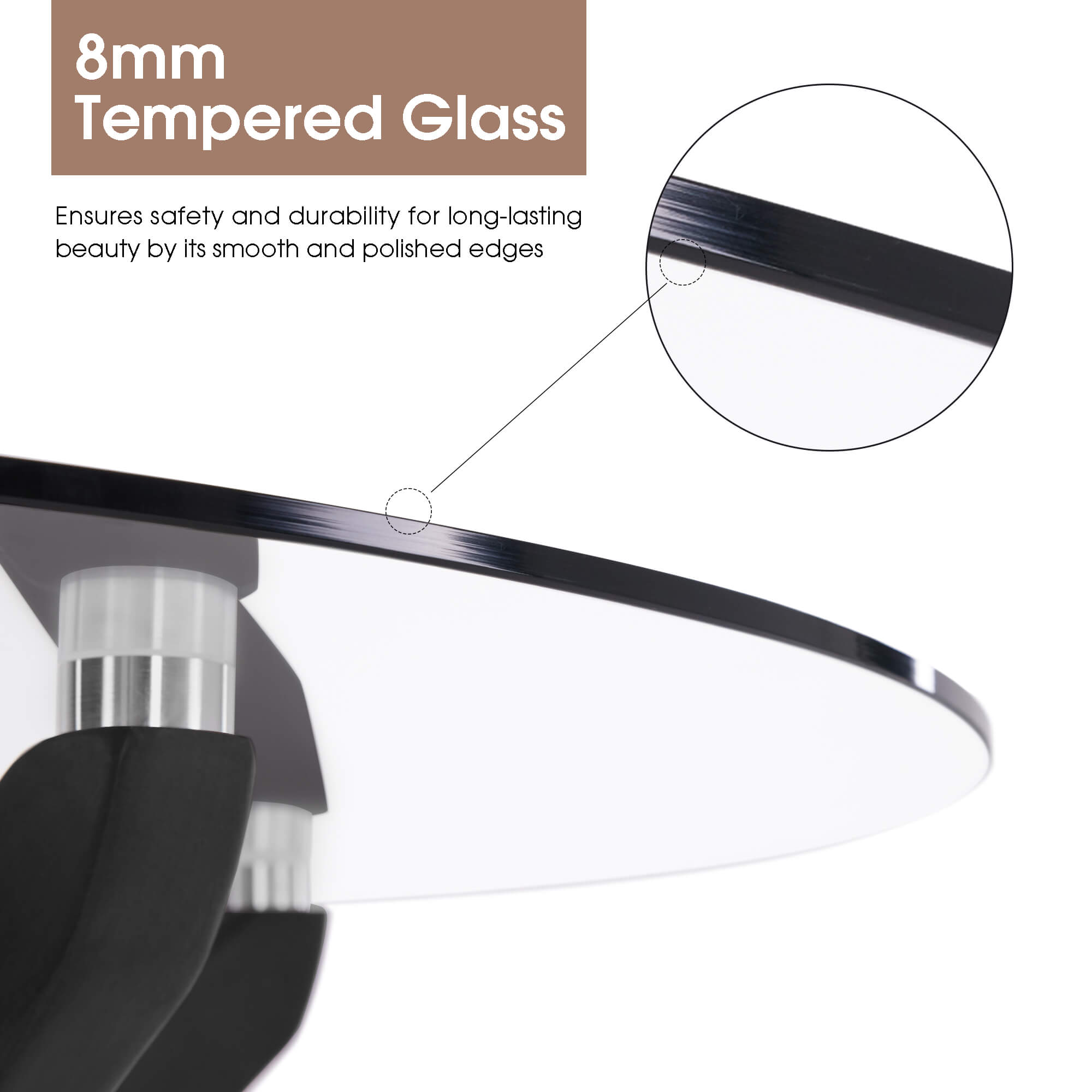 ivinta Round Glass Dining Table for 4, 31.5-Inch Kitchen Table with Tempered Glass Top and Solid Wood Legs, CURD