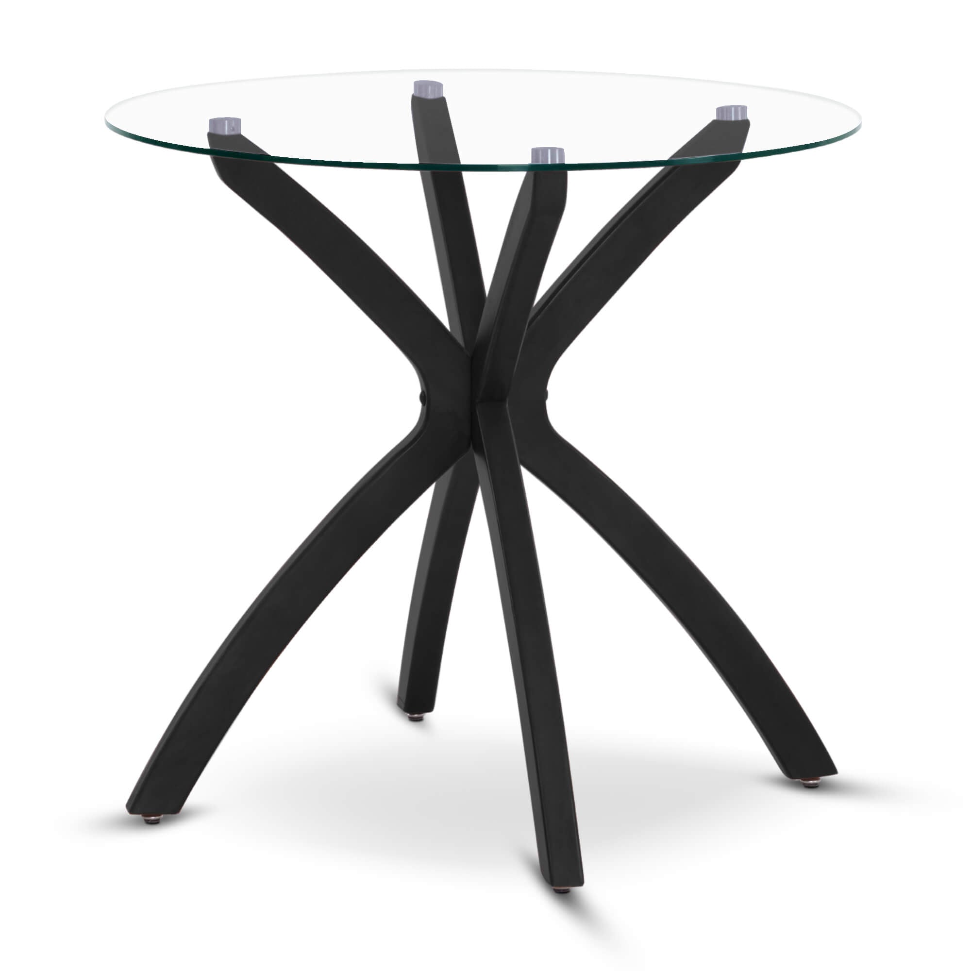 ivinta Round Glass Dining Table for 4, 31.5-Inch Kitchen Table with Tempered Glass Top and Solid Wood Legs, CURD