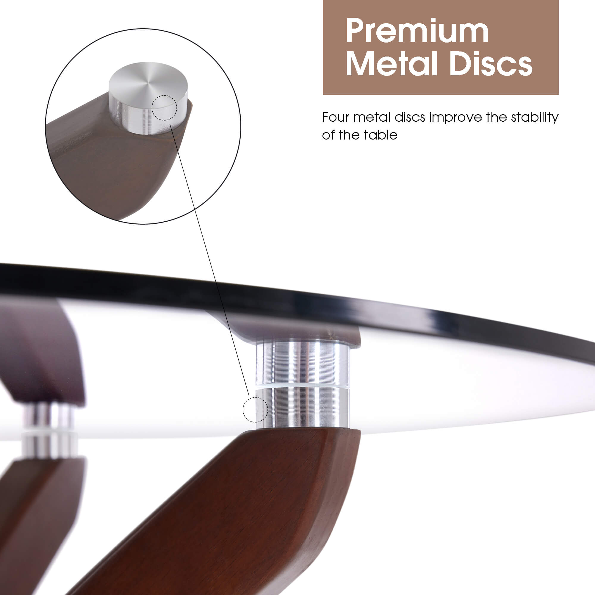 ivinta Round Glass Dining Table for 4, 31.5-Inch Kitchen Table with Tempered Glass Top and Solid Wood Legs, CURD