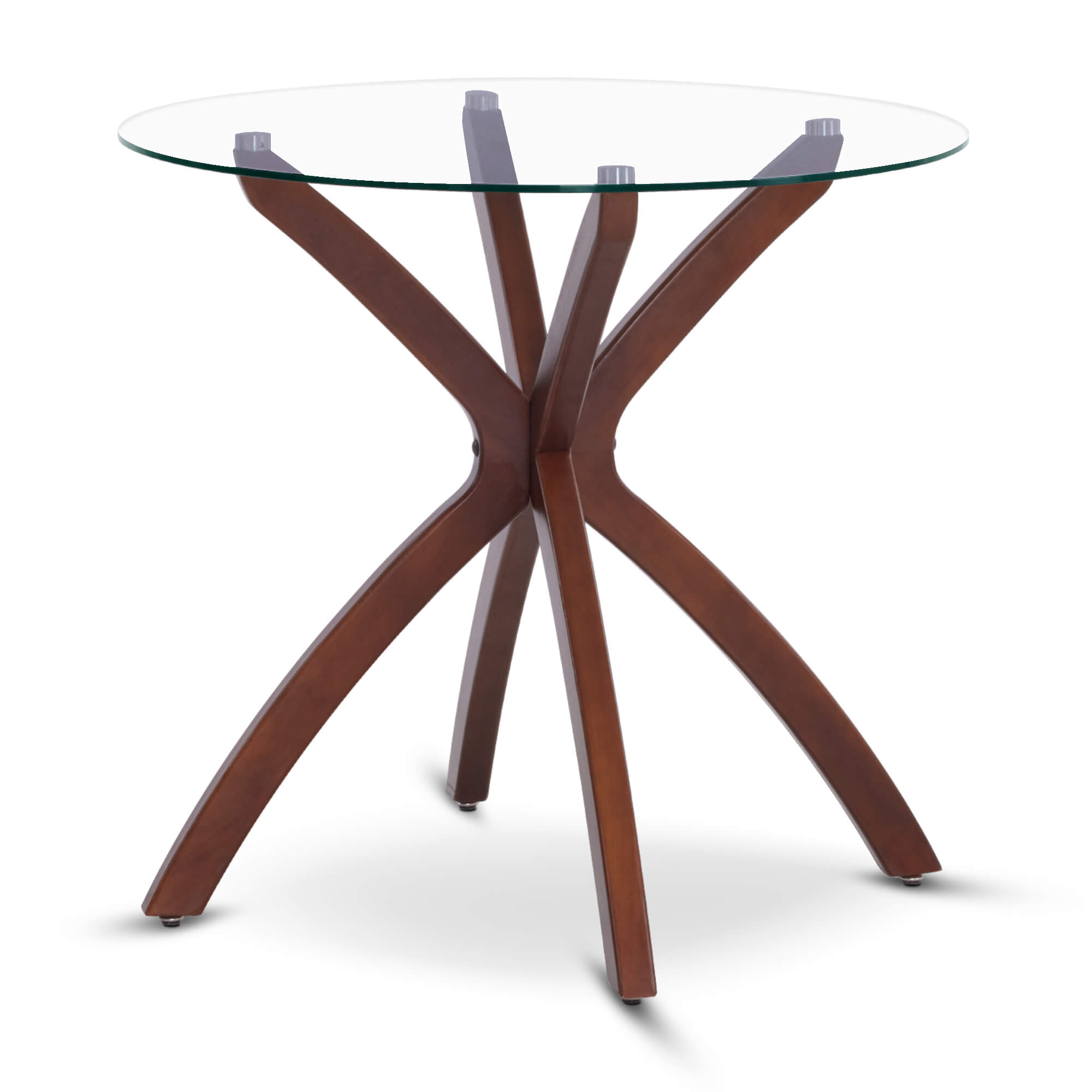 ivinta Round Glass Dining Table for 4, 31.5-Inch Kitchen Table with Tempered Glass Top and Solid Wood Legs, CURD