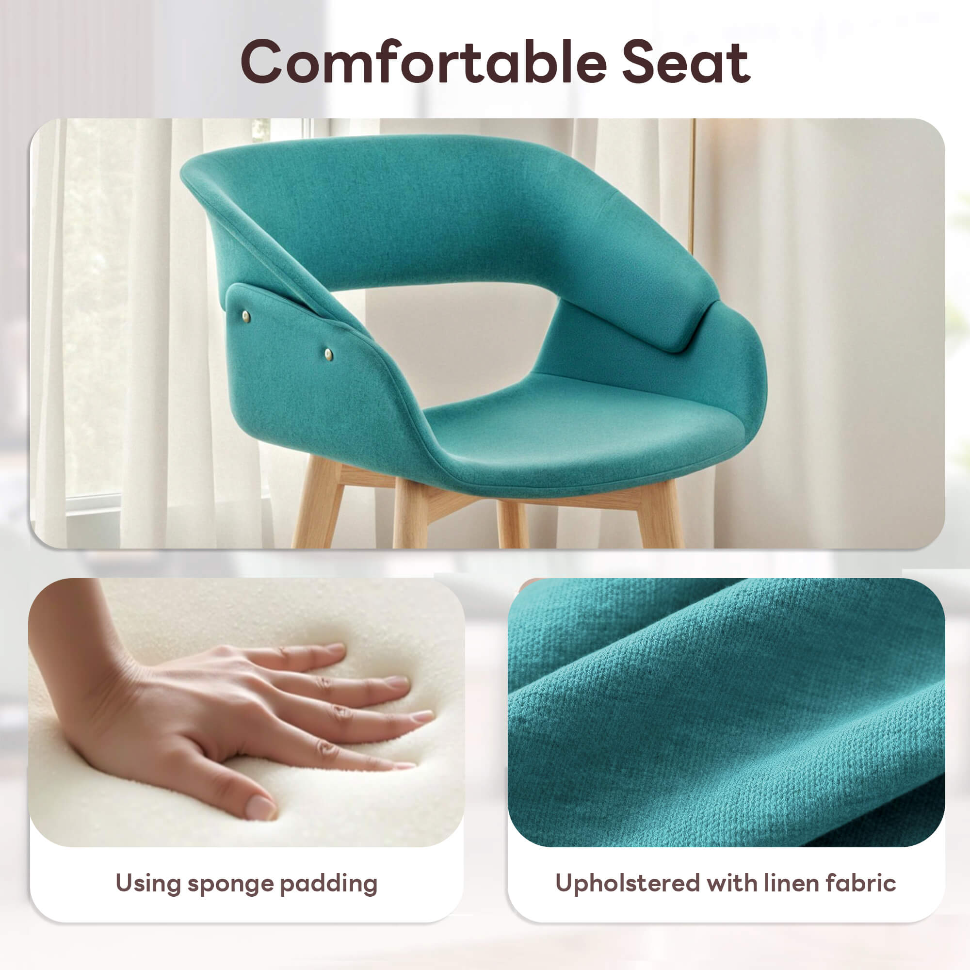 Ivinta Modern Dining Room Chair Set of 2 for Kitchen, Mid-Century Modern Accent Chairs